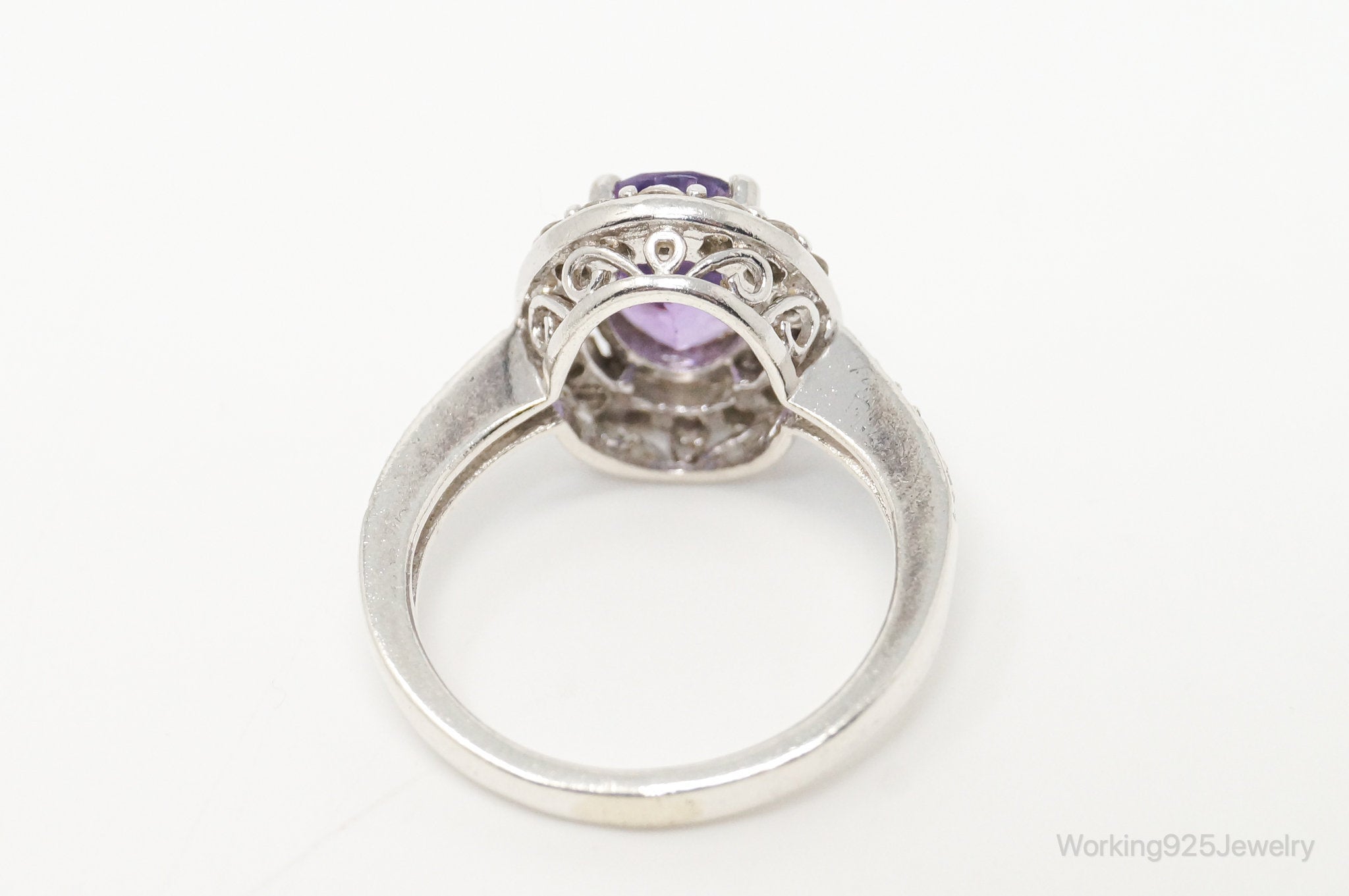 Vintage Designer Amethyst CZ Sterling Silver Ring - Sz 5.25