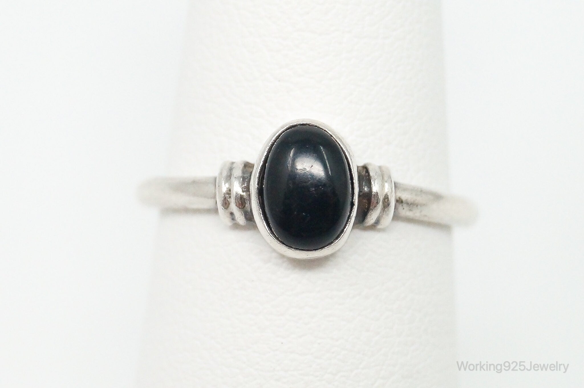 Vintage Black Onyx Sterling Silver Ring - Size 6