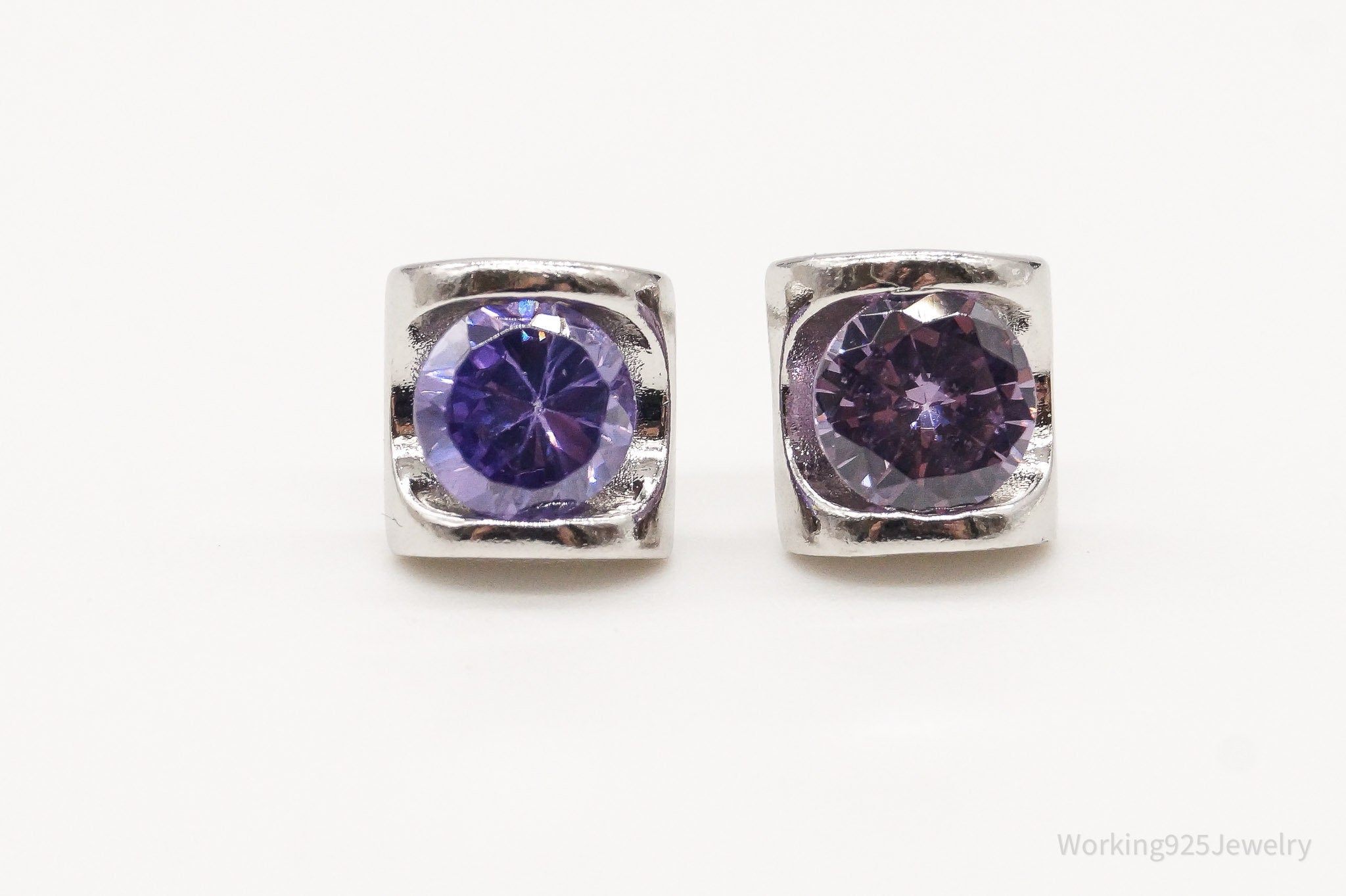 Vintage Amethyst Sterling Silver Earrings