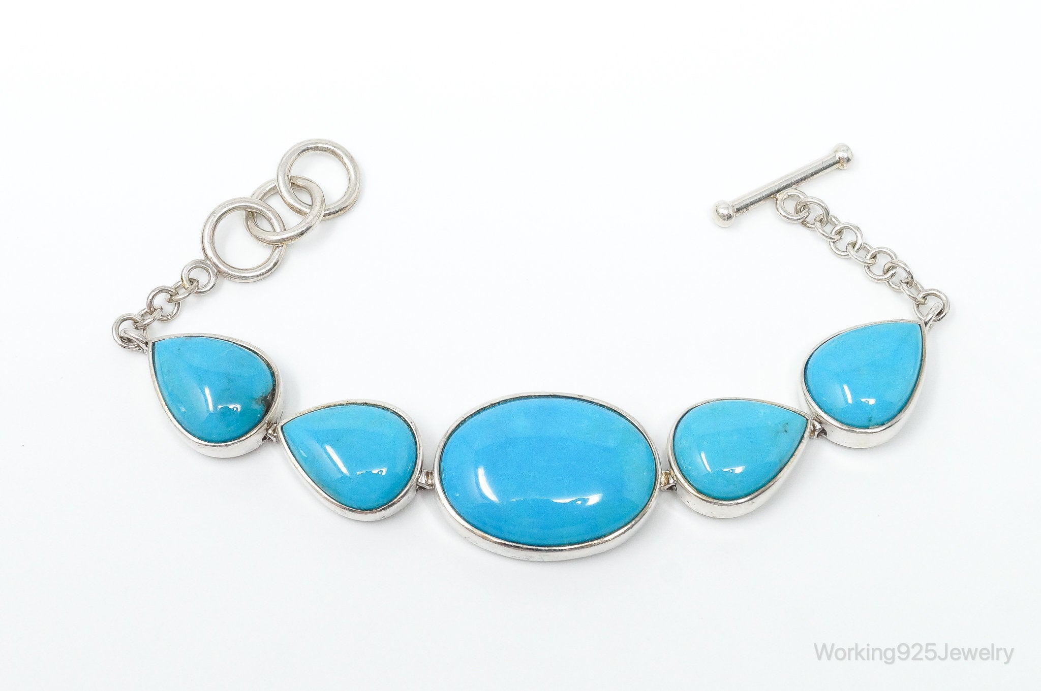 Designer Whitney Kelly Turquoise Southwestern Sterling Silver Toggle Bracelet