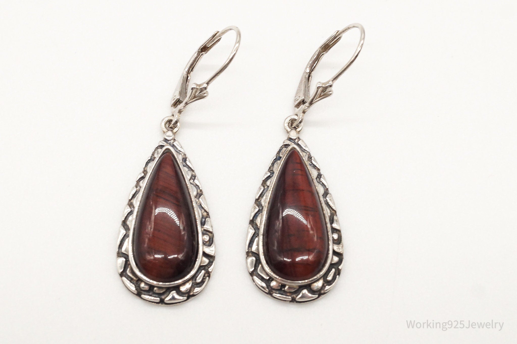 Designer Whitney Kelly WK Red Tigers Eye Sterling Silver Earrings