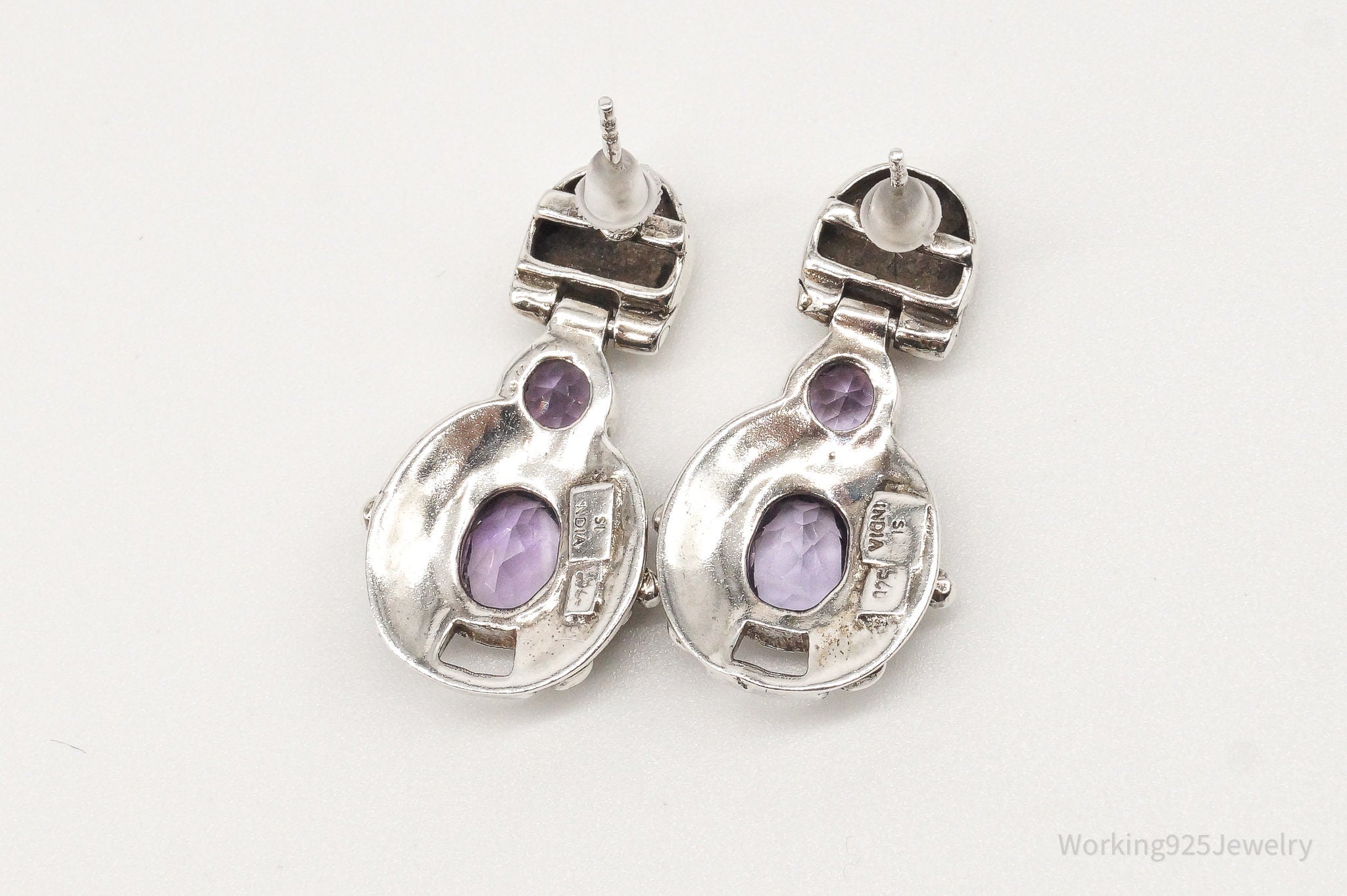 Vintage Designer SI Amethyst Sterling Silver Earrings