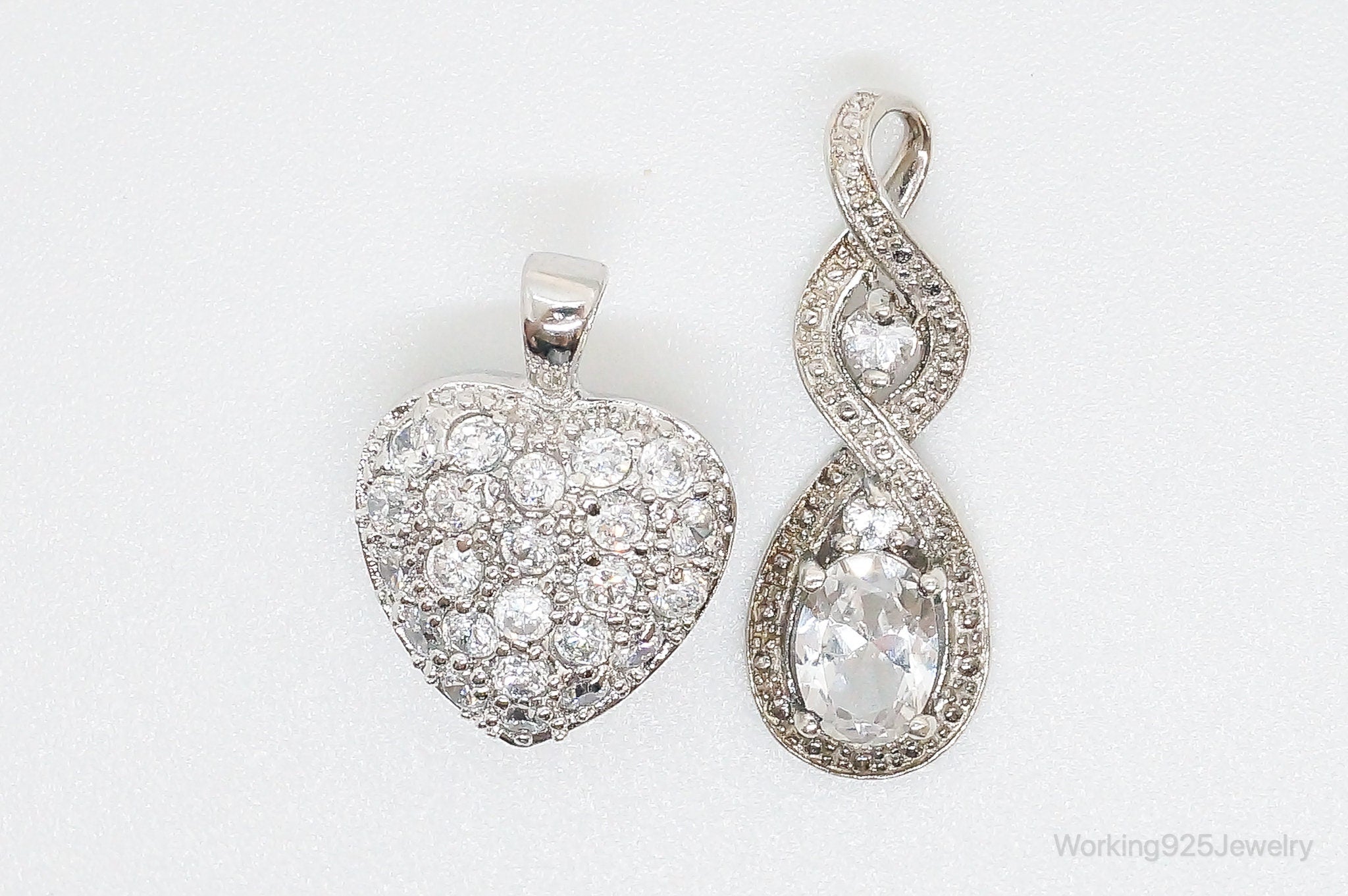 Vintage Cubic Zirconia Sterling Silver Necklace Pendants