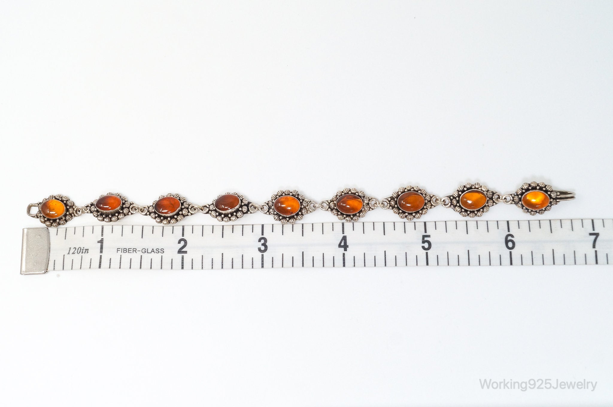 Vintage Baltic Amber Modernist Sterling Silver Bracelet