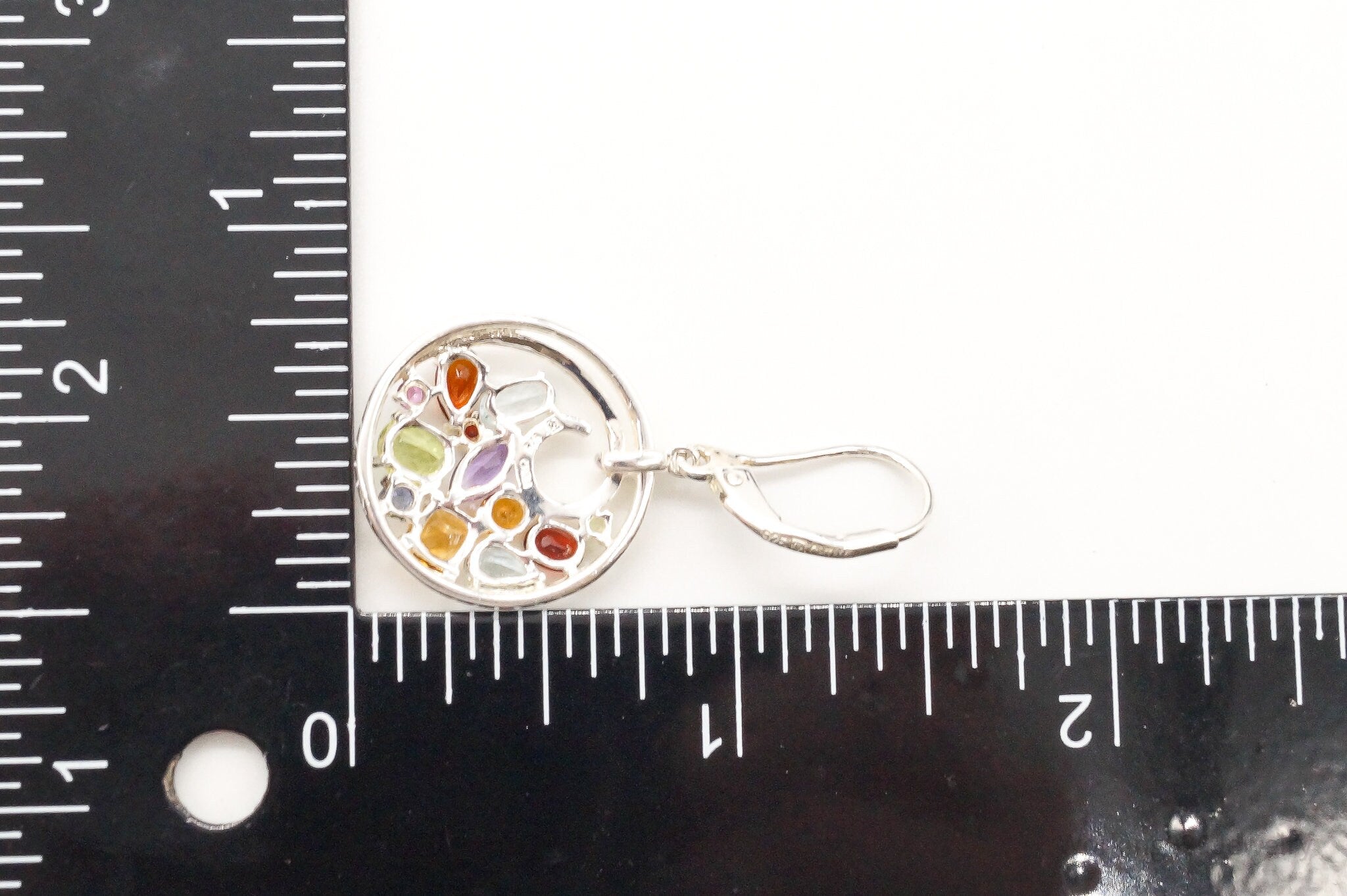 Multi Gemstones Sterling Silver Dangle Earrings