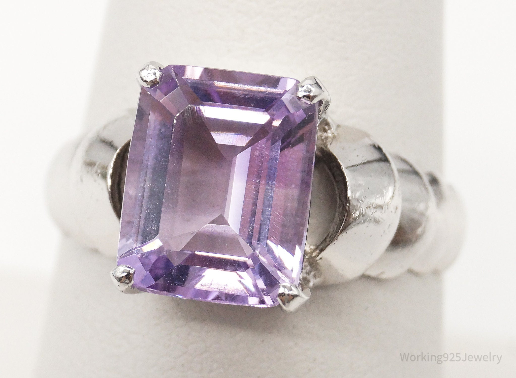 Vintage Amethyst Sterling Silver Ring - Size 7.75