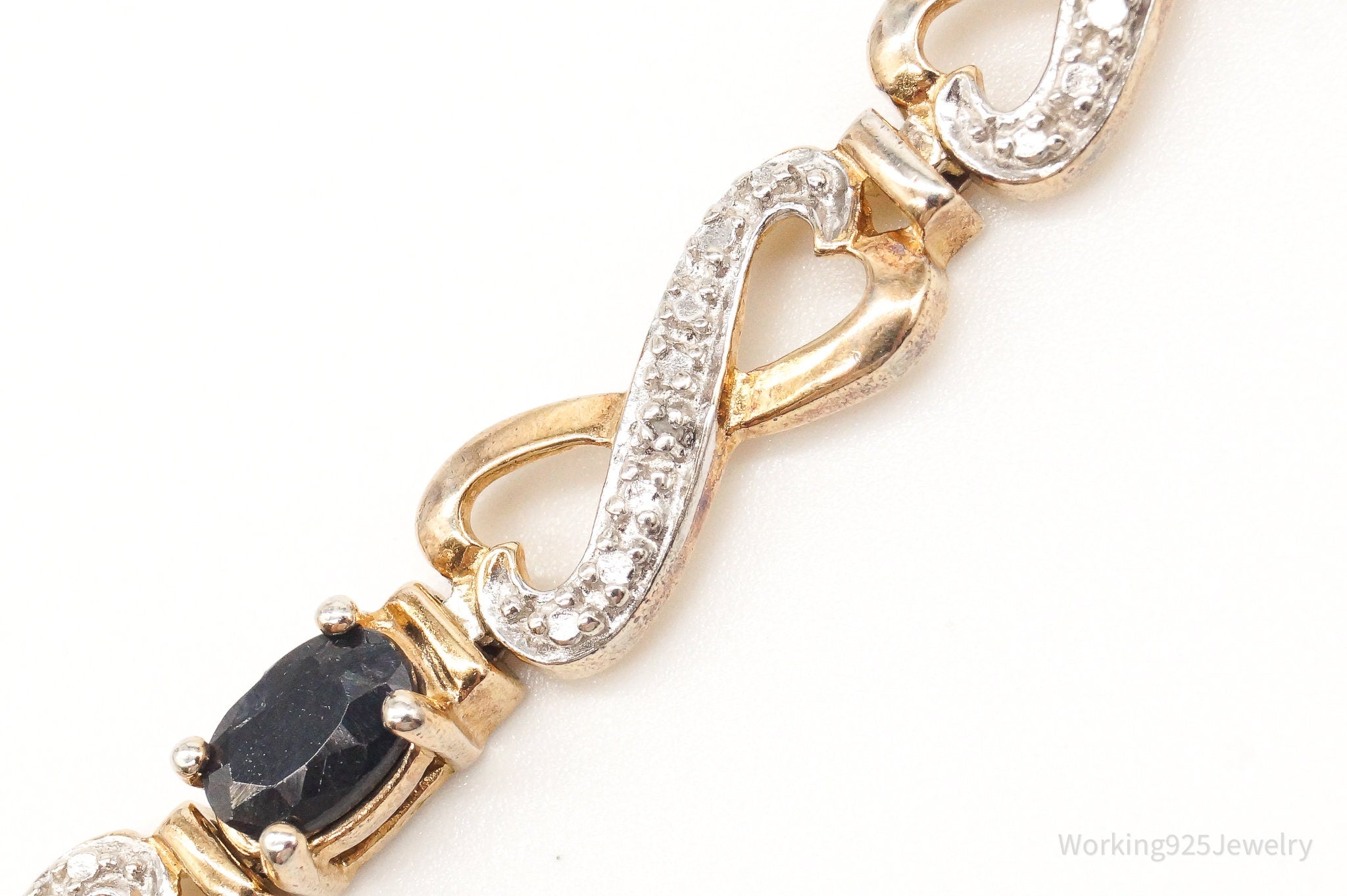 Designer Ross Simons Sapphires One Diamond Gold Vermeil Sterling Silver Bracelet