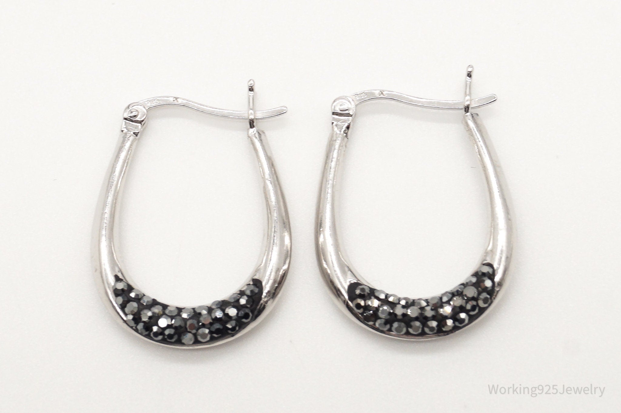 Vintage Hematite Sterling Silver Earrings