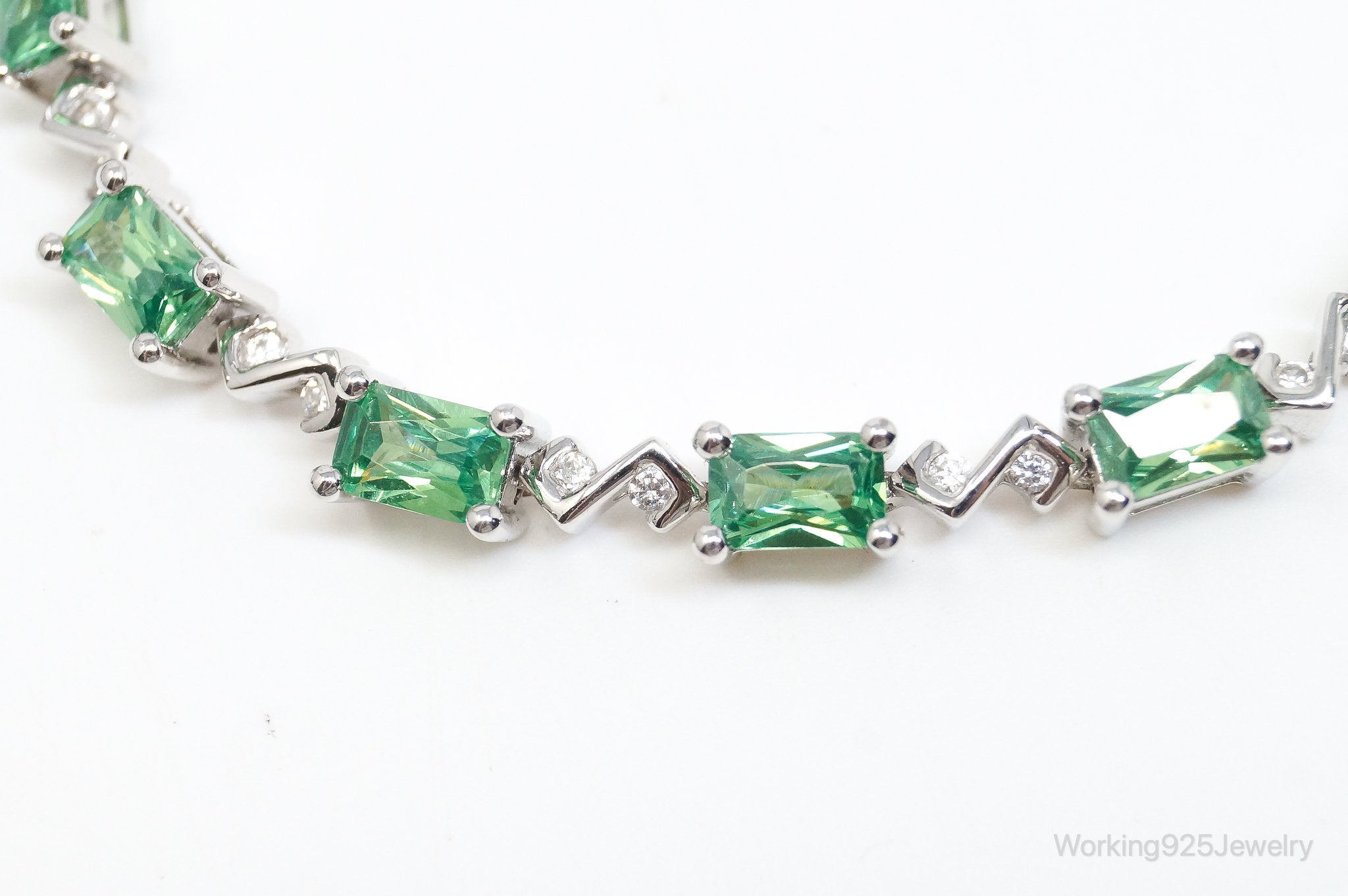 Vintage Green Mystic Topaz Cubic Zirconia Sterling Silver Bracelet