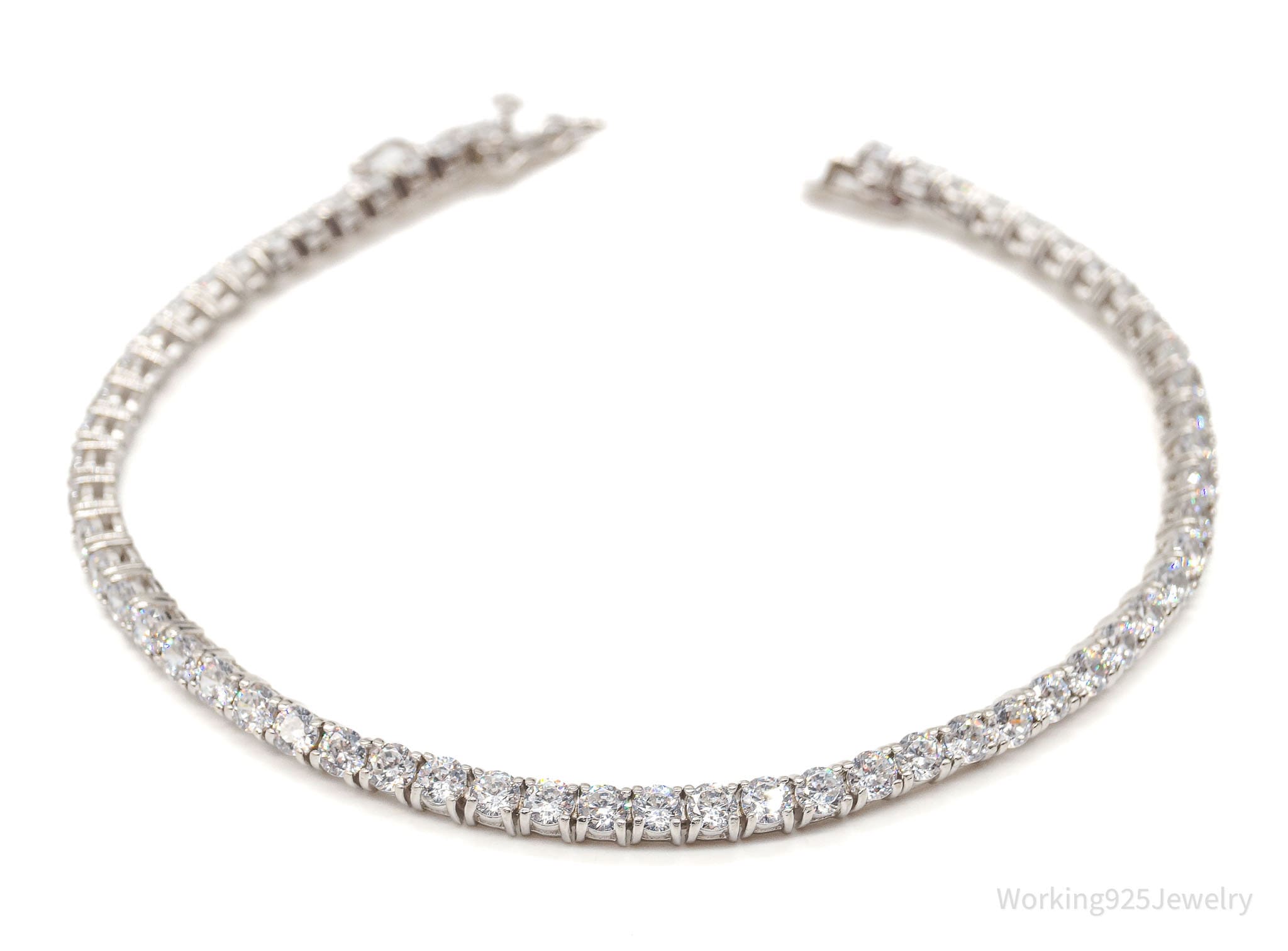 Vintage Designer Cubic Zirconia Sterling Silver Tennis Bracelet