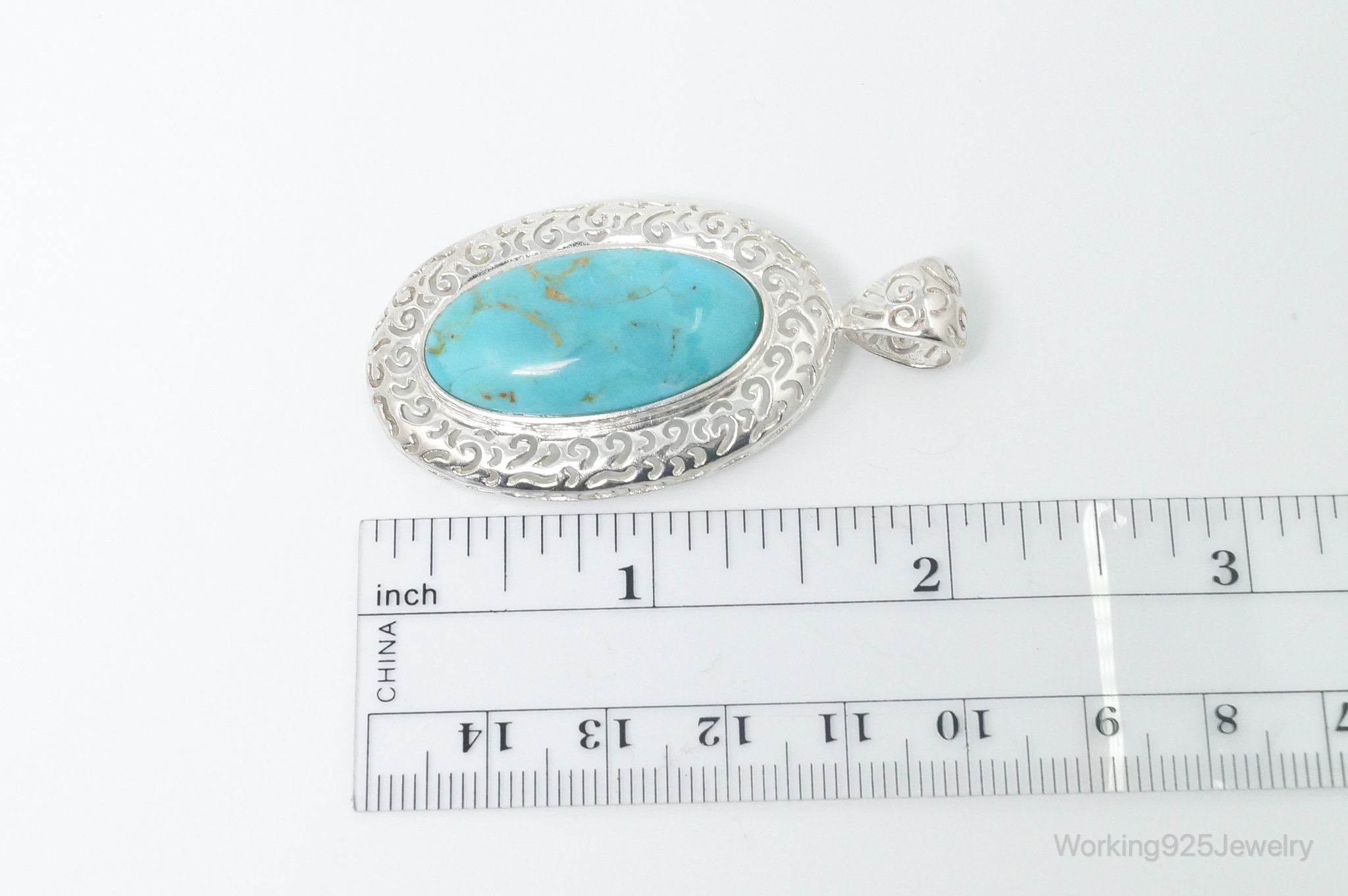 Vintage Desert Rose Trading Co Turquoise Sterling Silver Necklace Pendant