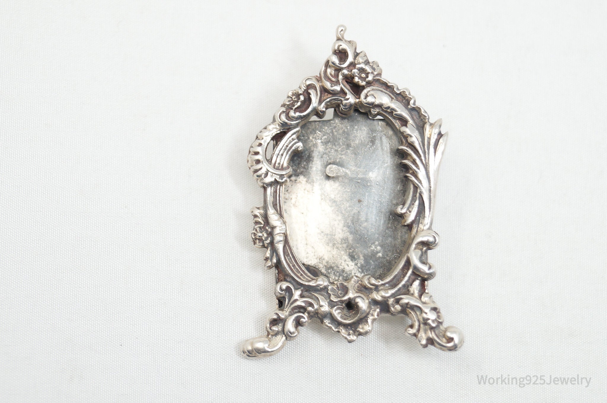 Antique Photo Picture Frame Sterling Silver Brooch Pin