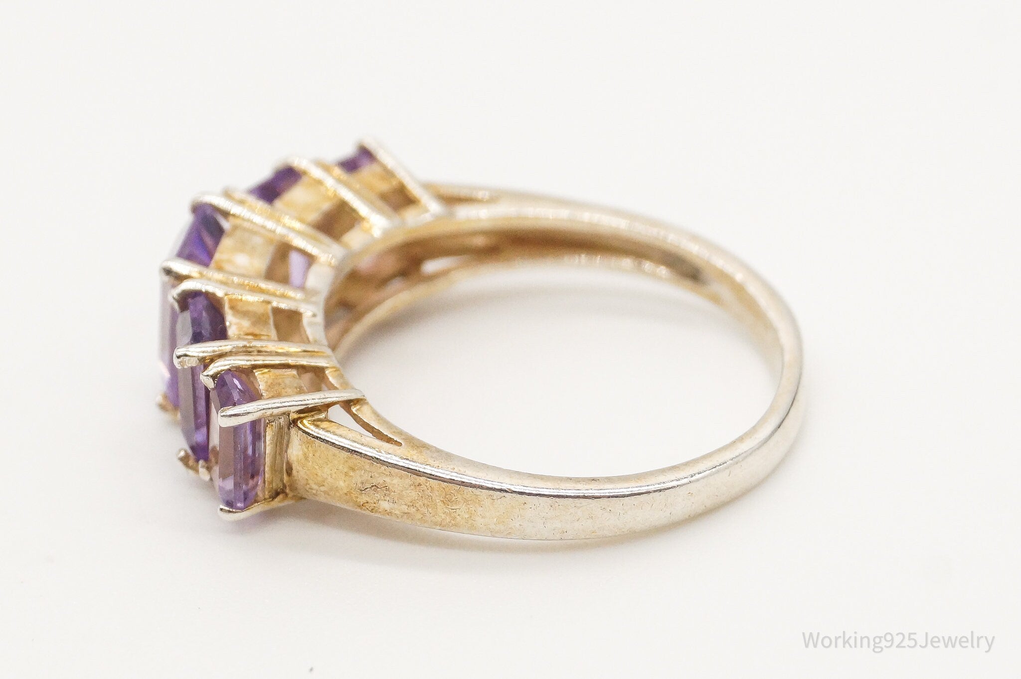 Vintage Amethyst Gold Wash Sterling Silver Ring - Size 5.75