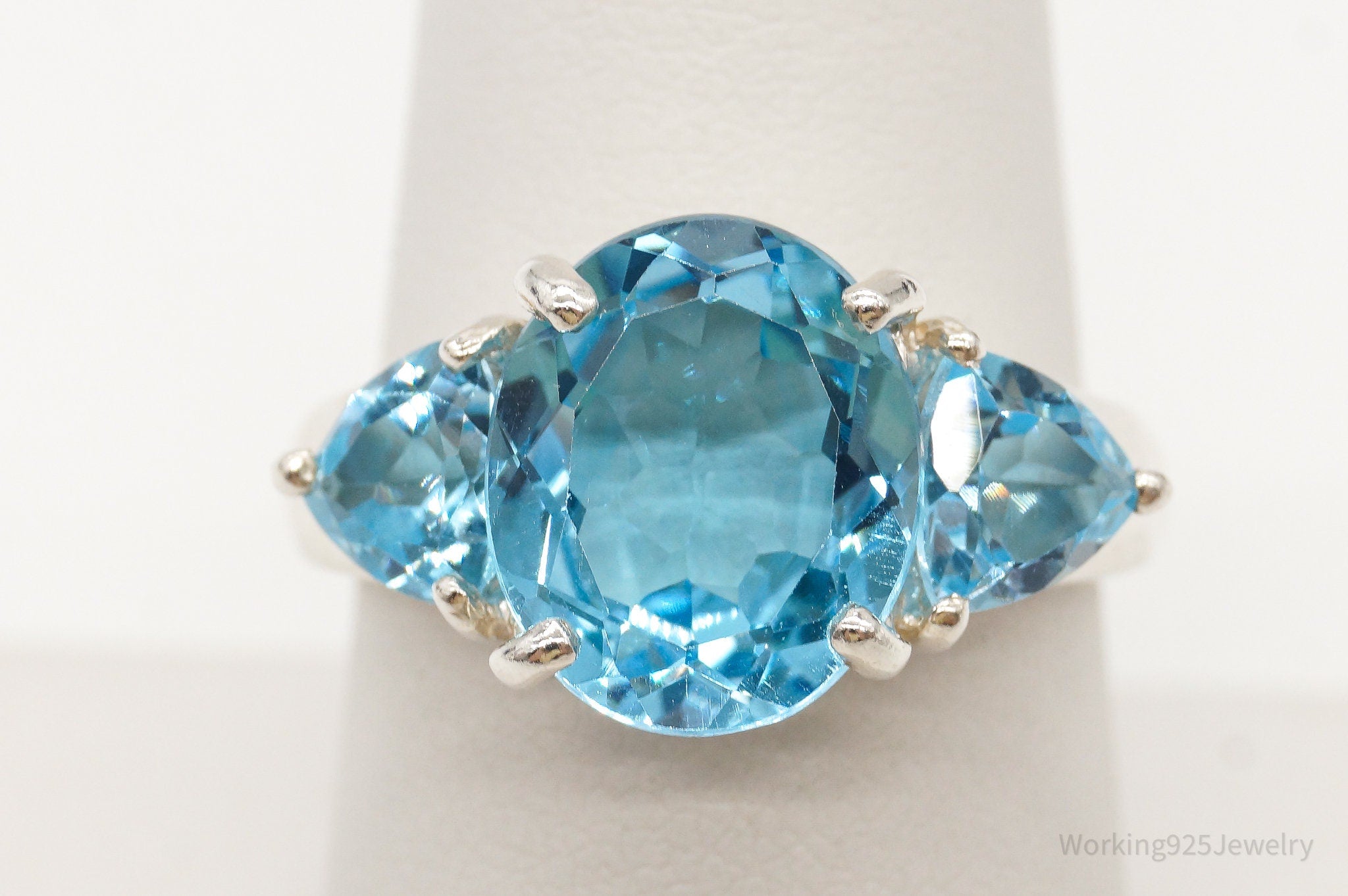 Vintage Designer CNA Blue Topaz Sterling Silver Ring - Size 7.75