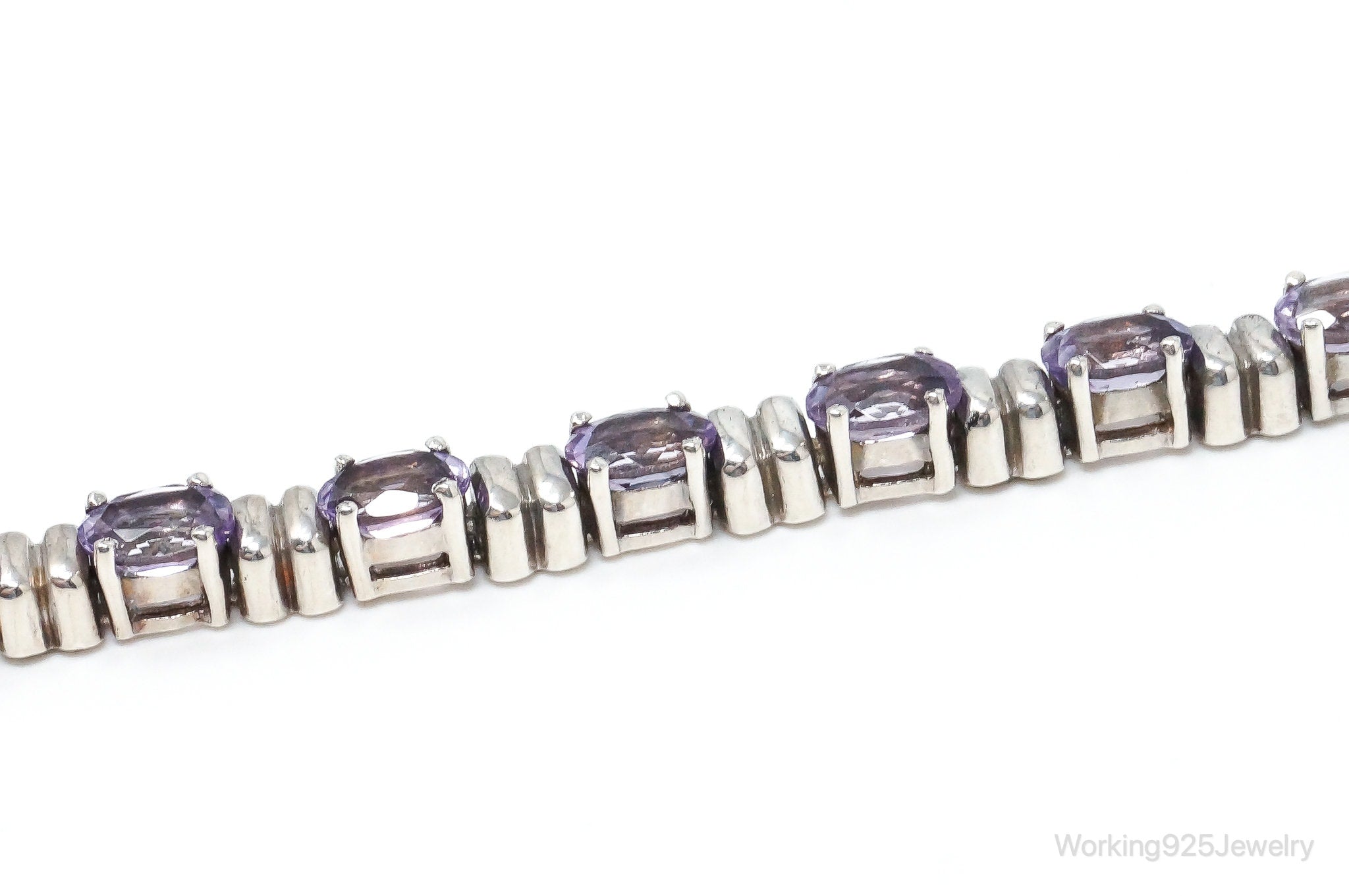 Vintage Art Deco Amethyst Sterling Silver Tennis Bracelet