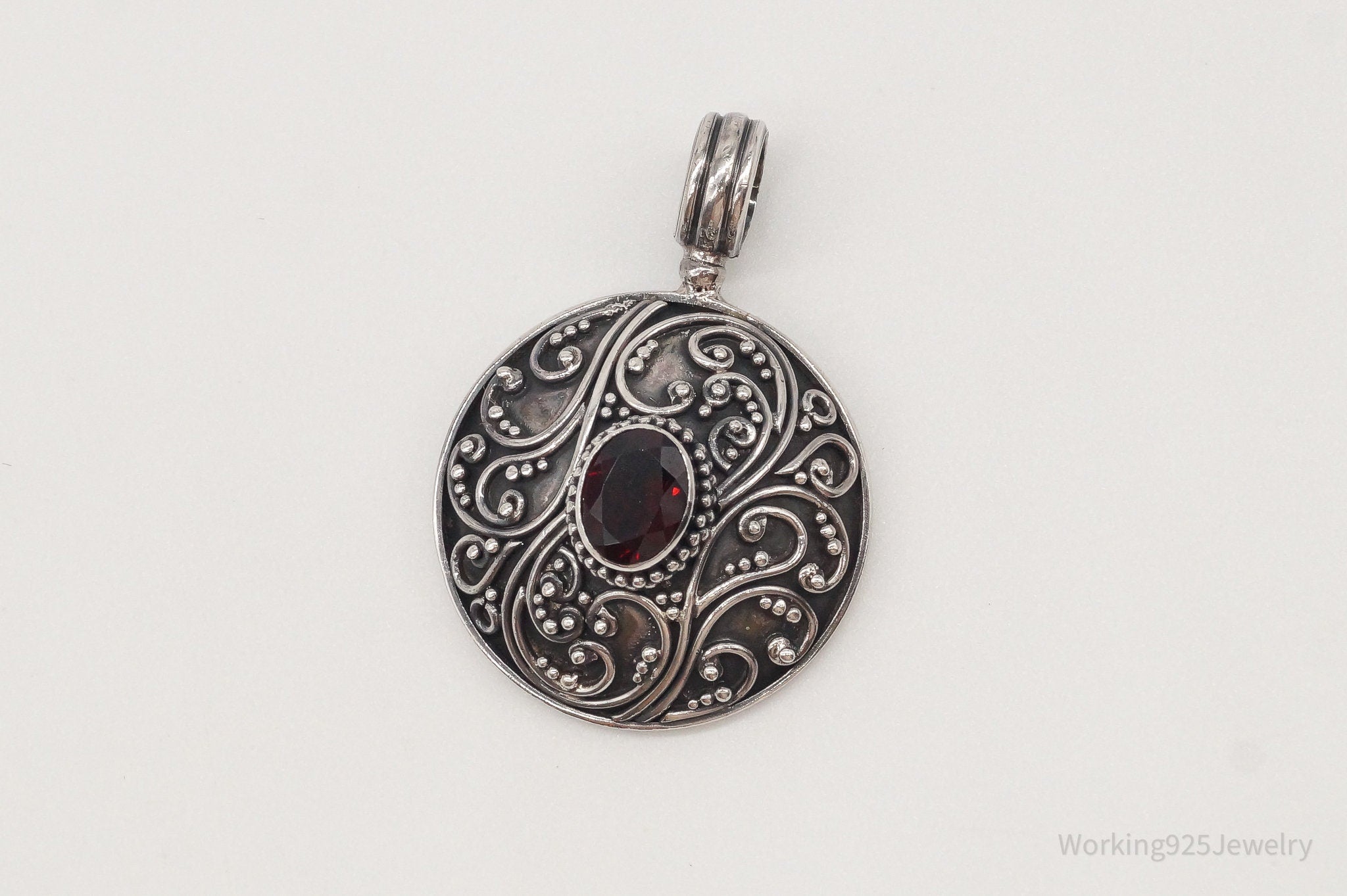 Large Designer BA Suarti Garnet Sterling Silver Pendant