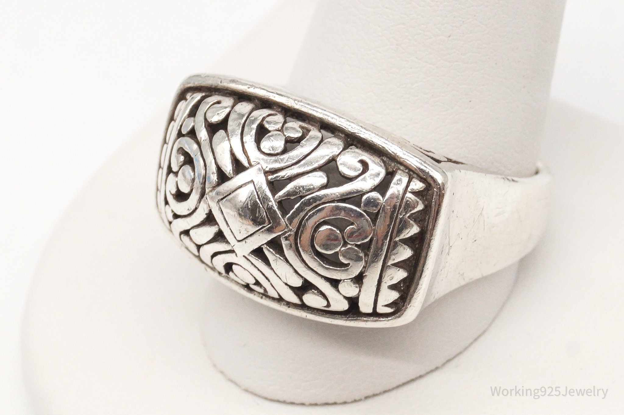 Vintage Art Deco Style Sterling Silver Ring Size 11.75