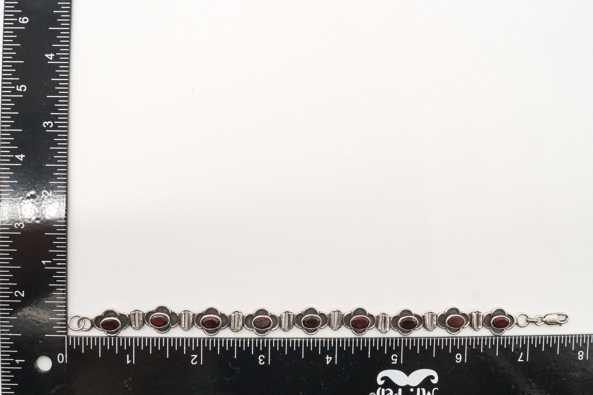 Vintage Garnet Sterling Silver Bracelet