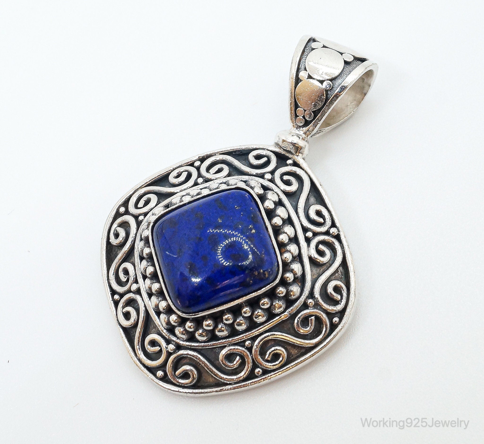 Large Designer BA Suarti Lapis Lazuli Sterling Silver Necklace Pendant