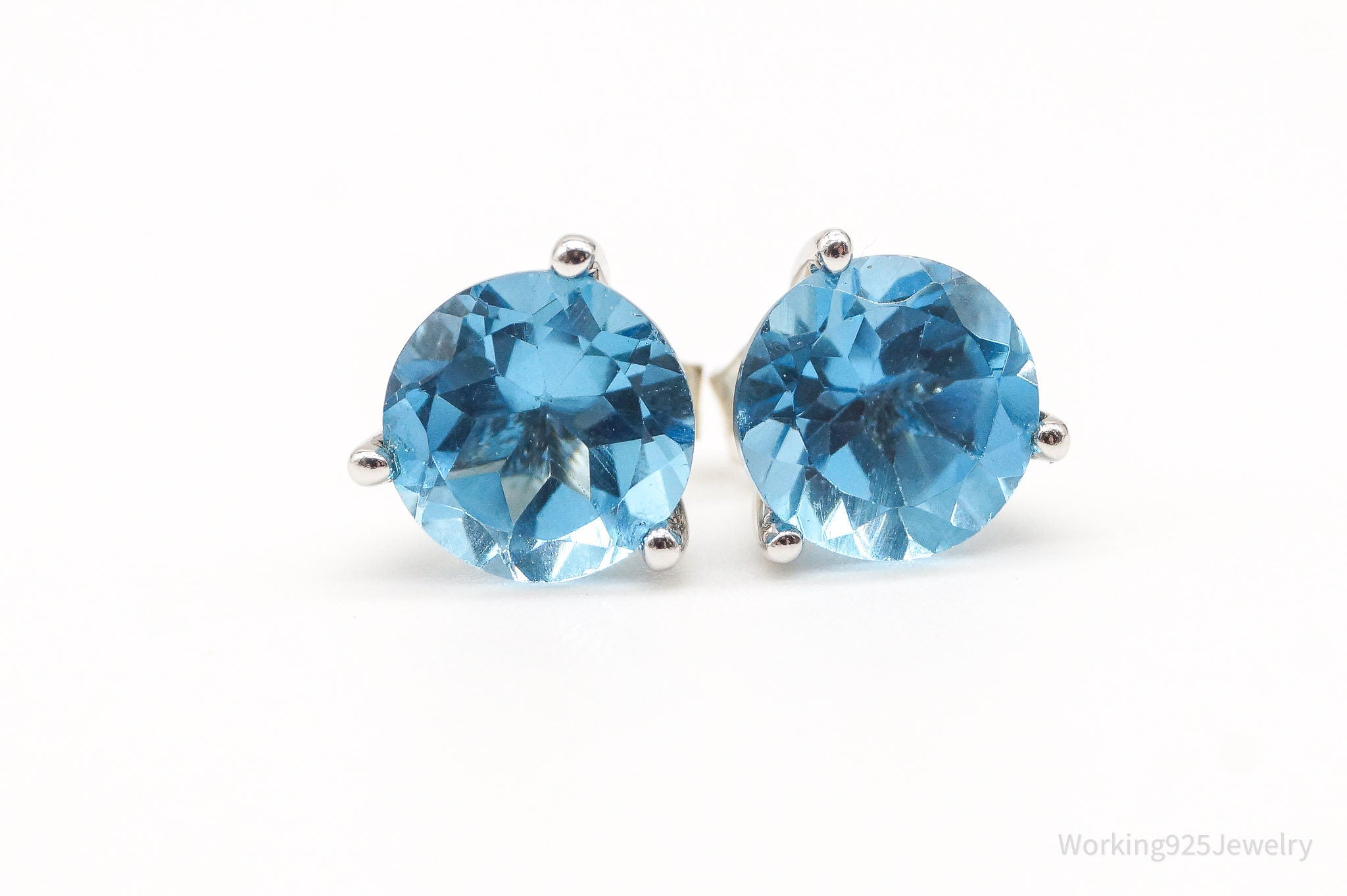 Vintage Blue Topaz Sterling Silver Earrings