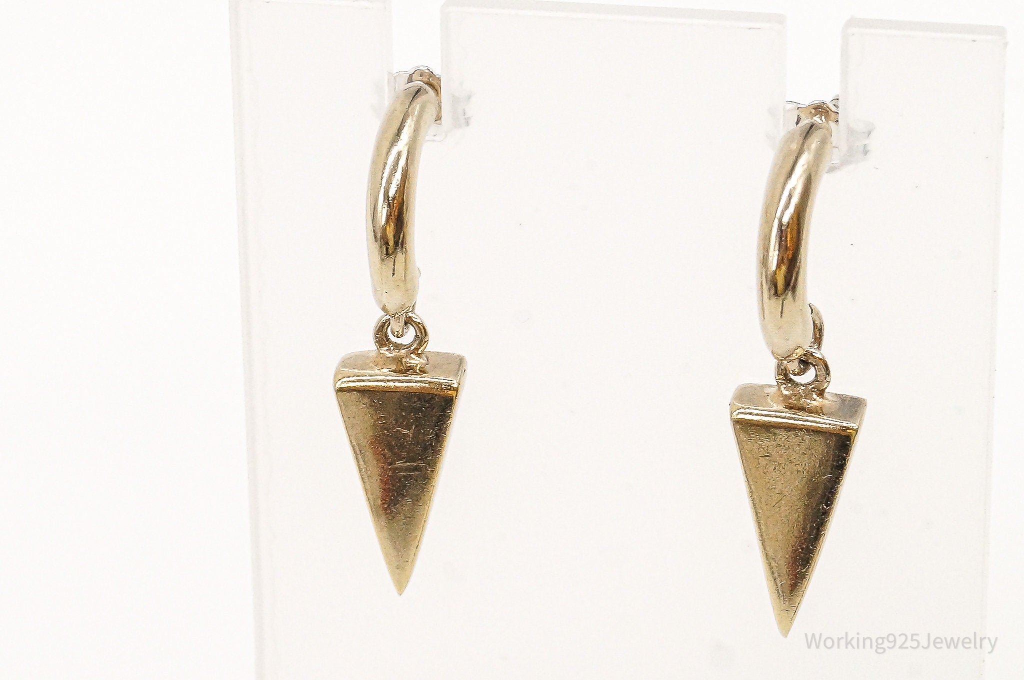 Vintage Gold Vermeil Modernist Sterling Silver Earrings