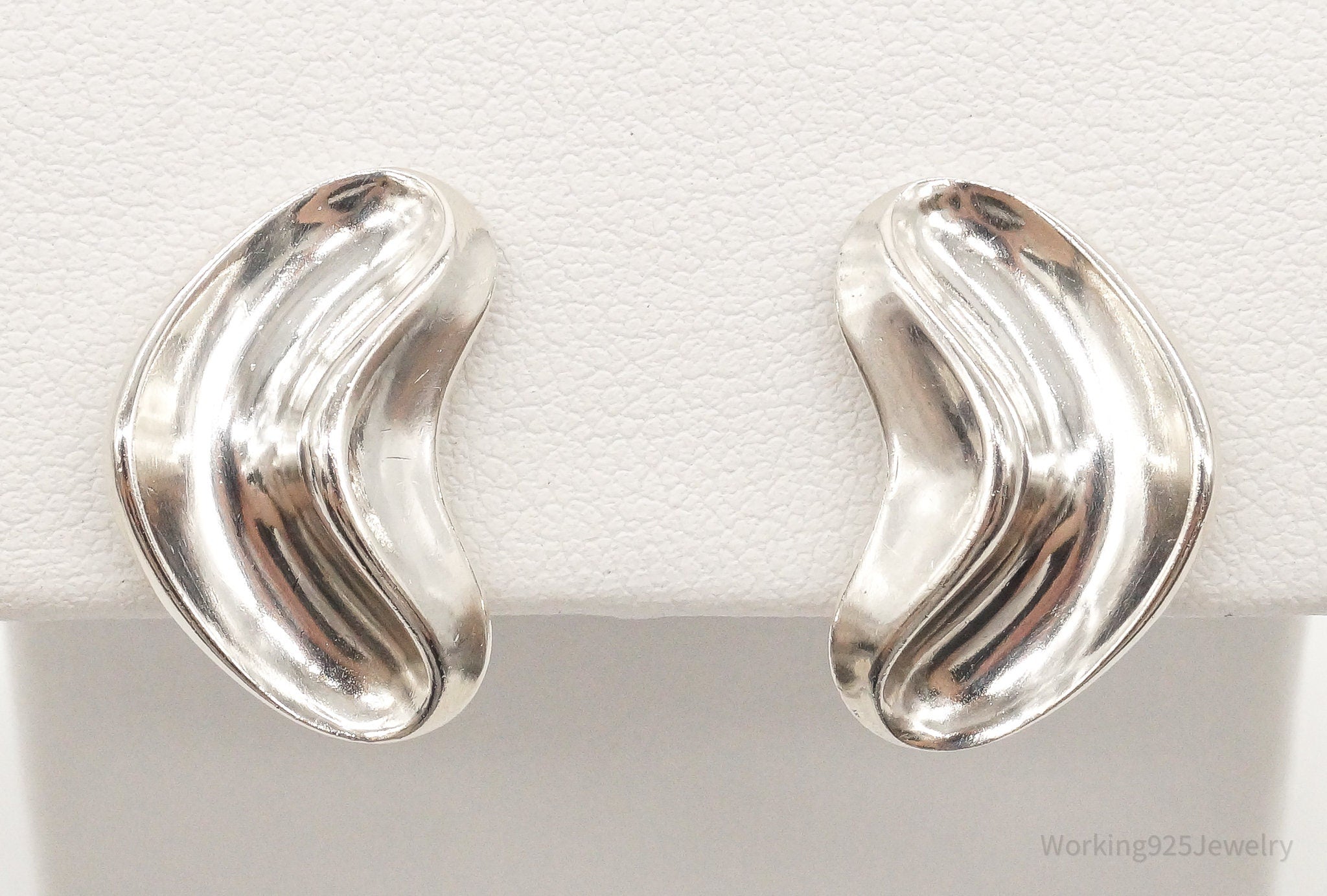 RARE Vintage Denmark Modernist Anton Michelsen Sterling Silver Clip On Earrings