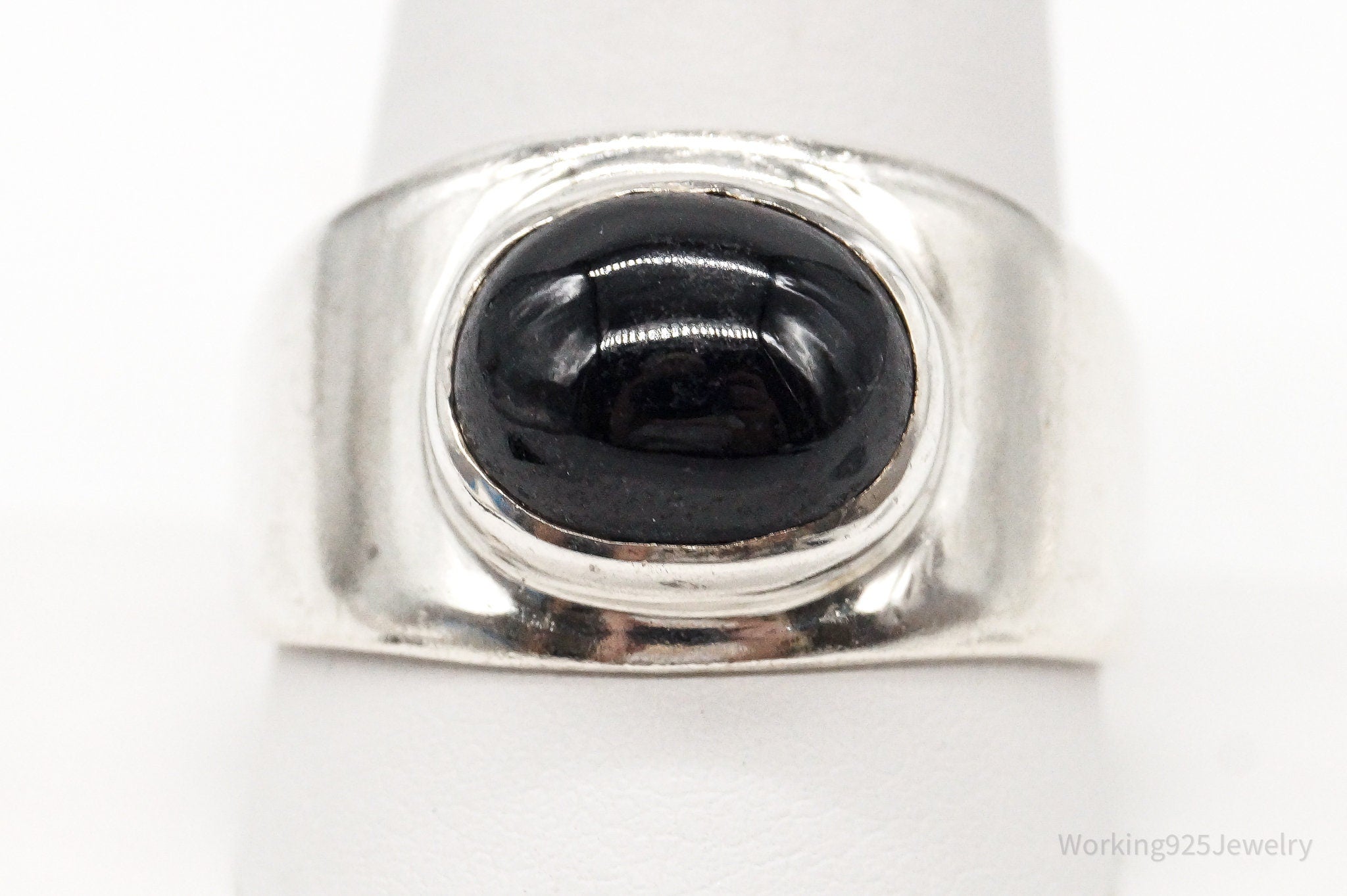 Vintage Black Onyx Sterling Silver Ring - Size 12