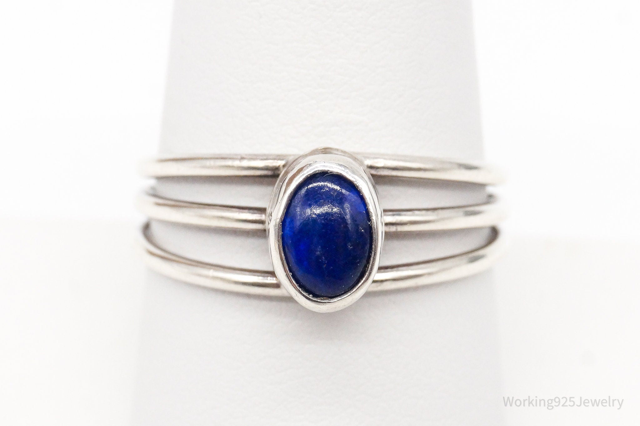 Vintage Lapis Lazuli Sterling Silver Ring - Size 8.5