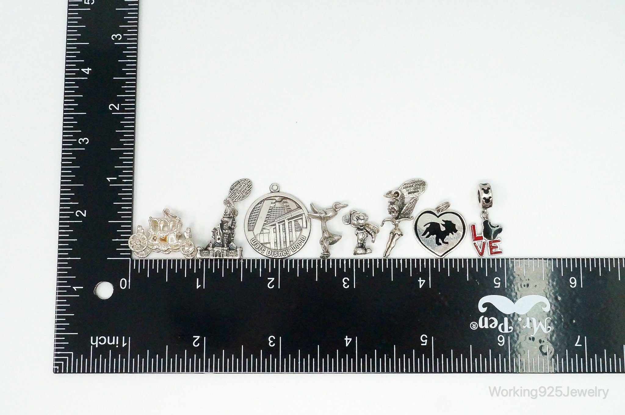 Antique Vintage Walt Disney Land Characters Sterling Silver Charm Lot