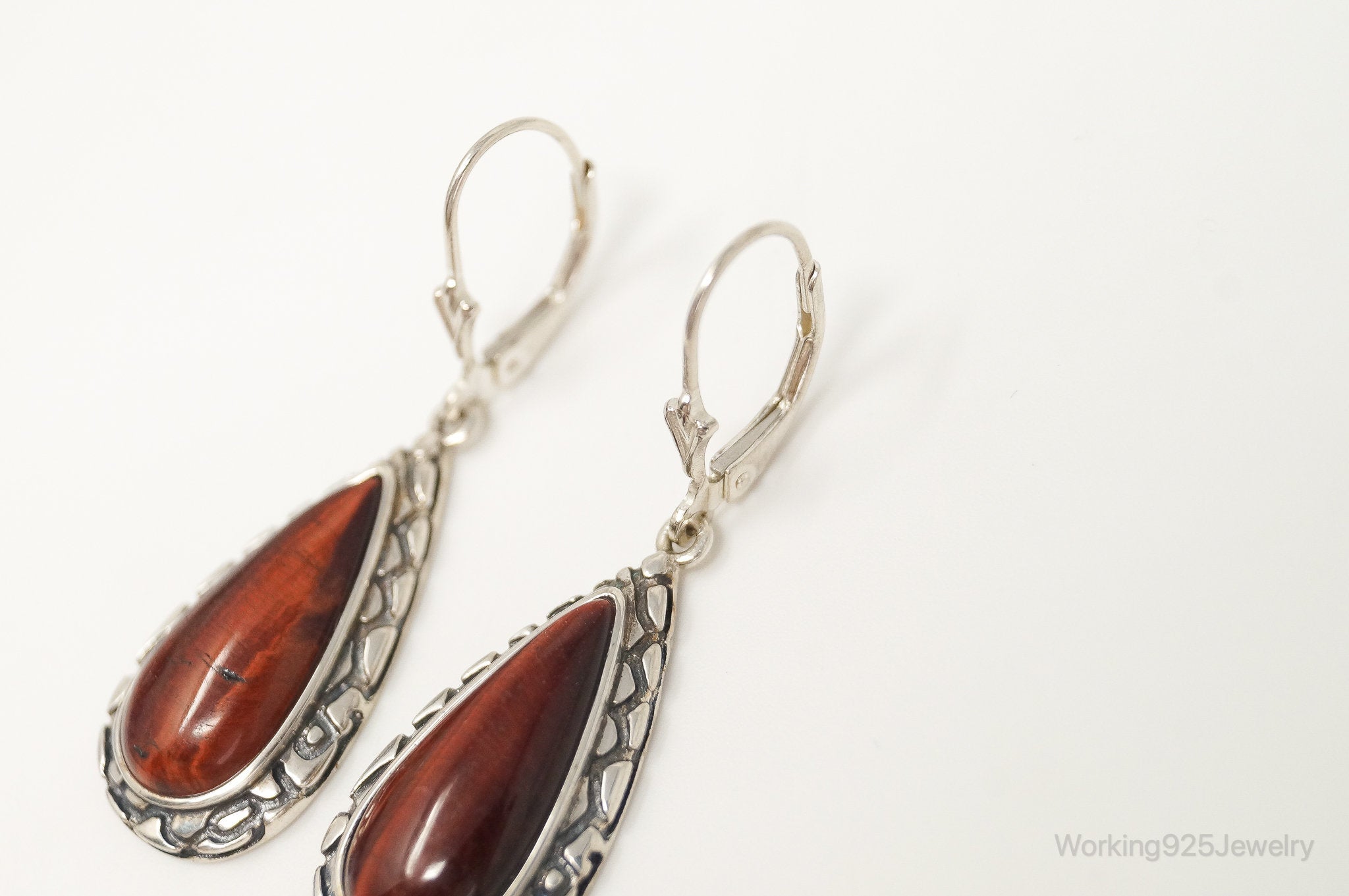 Designer Whitney Kelly WK Red Tigers Eye Sterling Silver Earrings