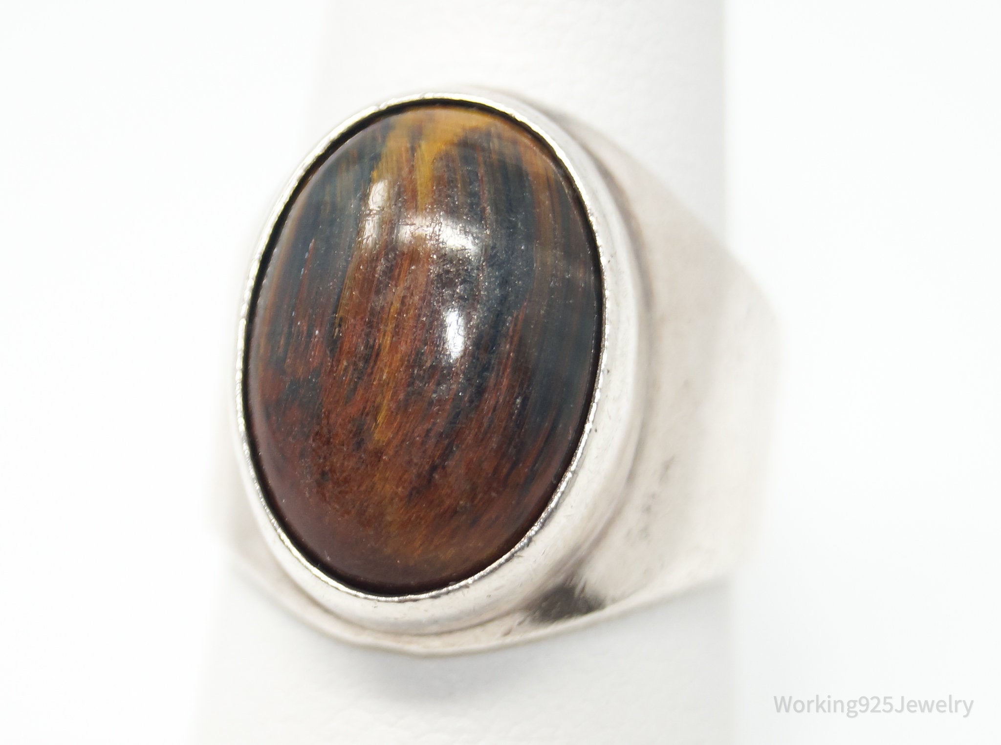 Vintage Cooper-Maki Tigers Eye Southwestern Sterling Silver Ring - Sz 7.25