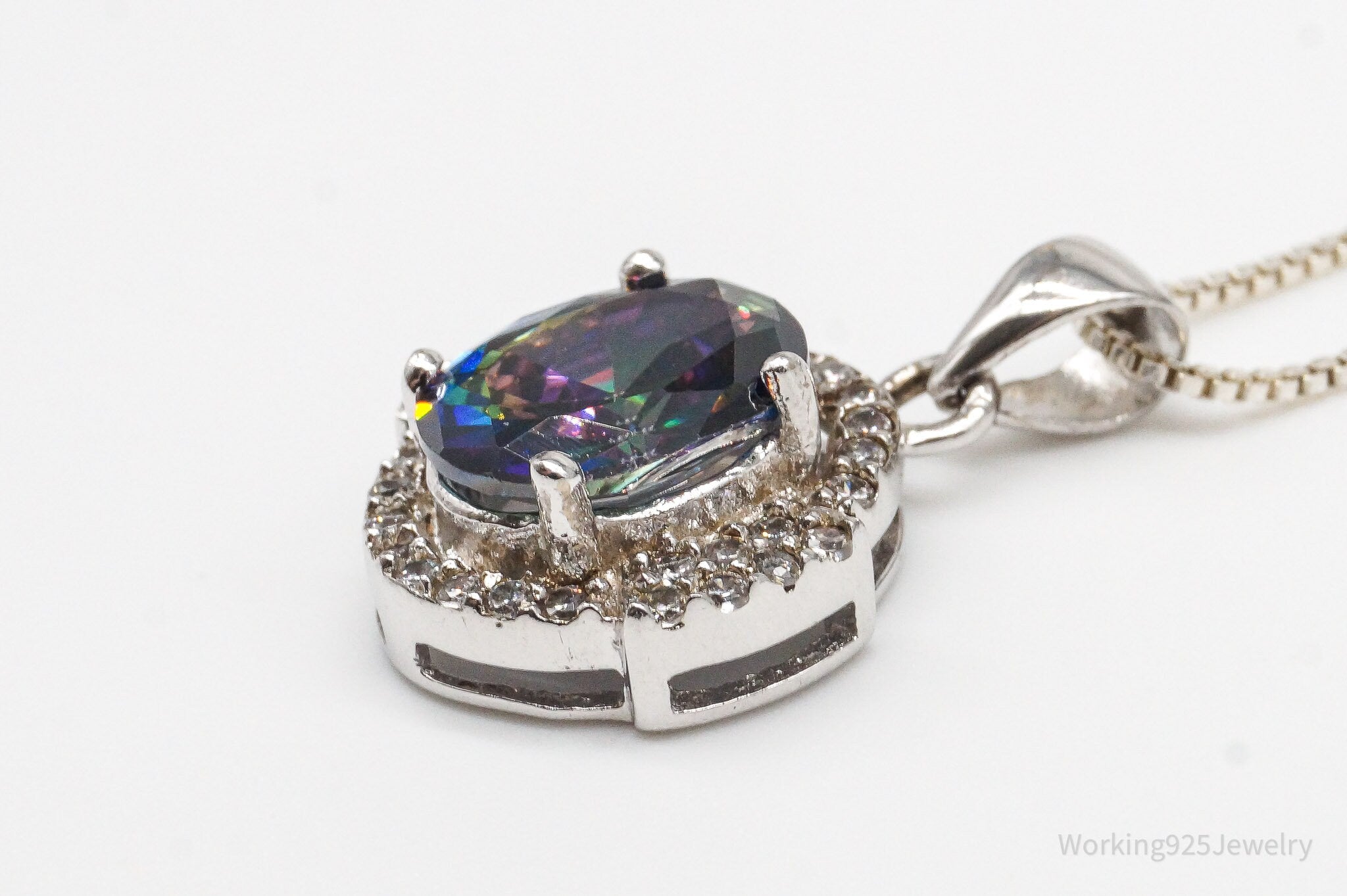 Mystic Topaz Cubic Zirconia Sterling Silver Necklace