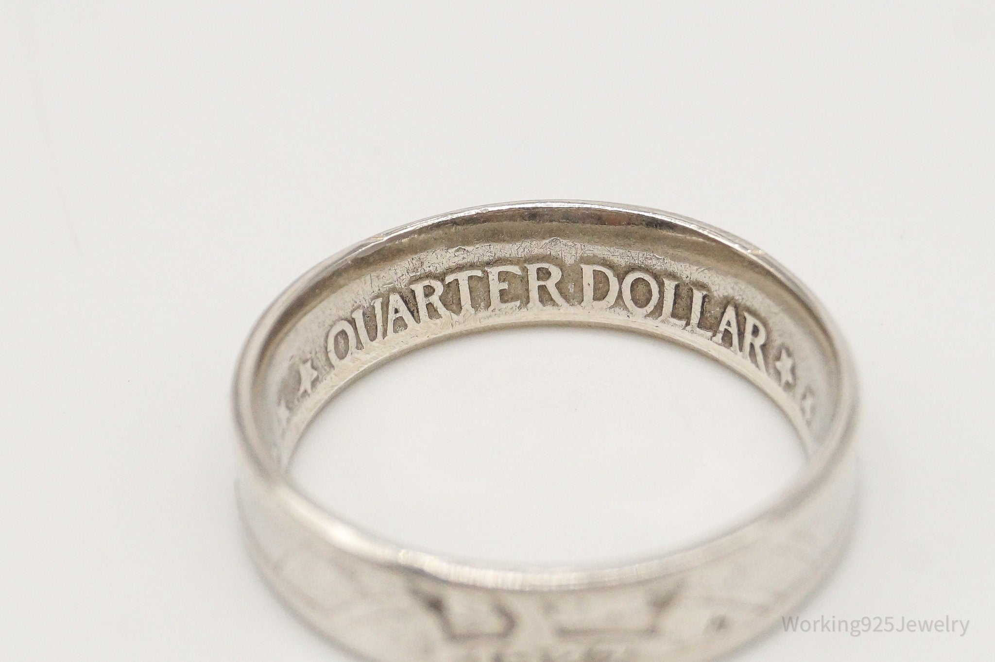 Vintage 1927 Standing Liberty Quarter Dollar Coin Silver Ring - Size 6.75