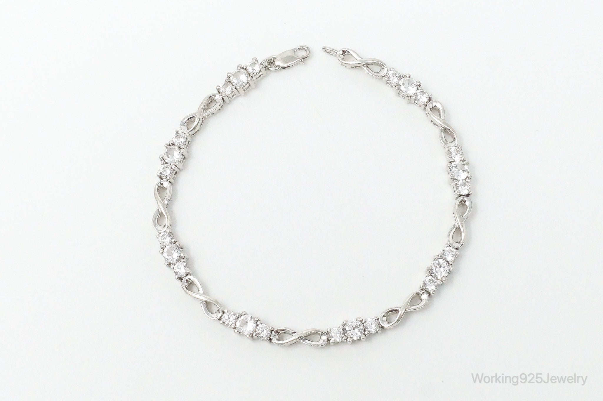 Vintage Designer Cubic Zirconia Sterling Silver Bracelet