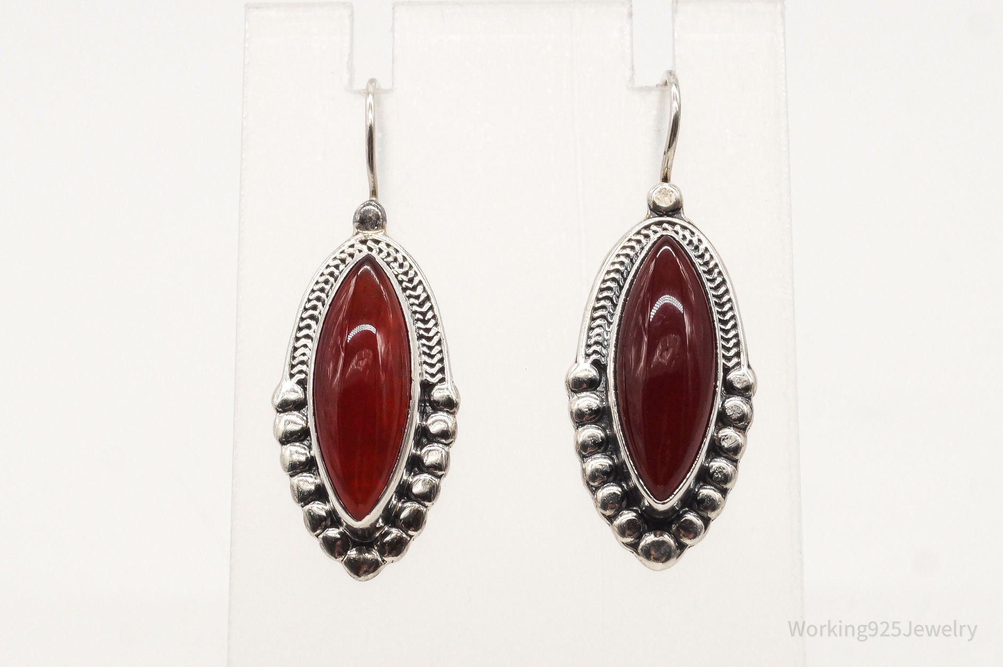 Vintage Carnelian Sterling Silver Dangle Earrings