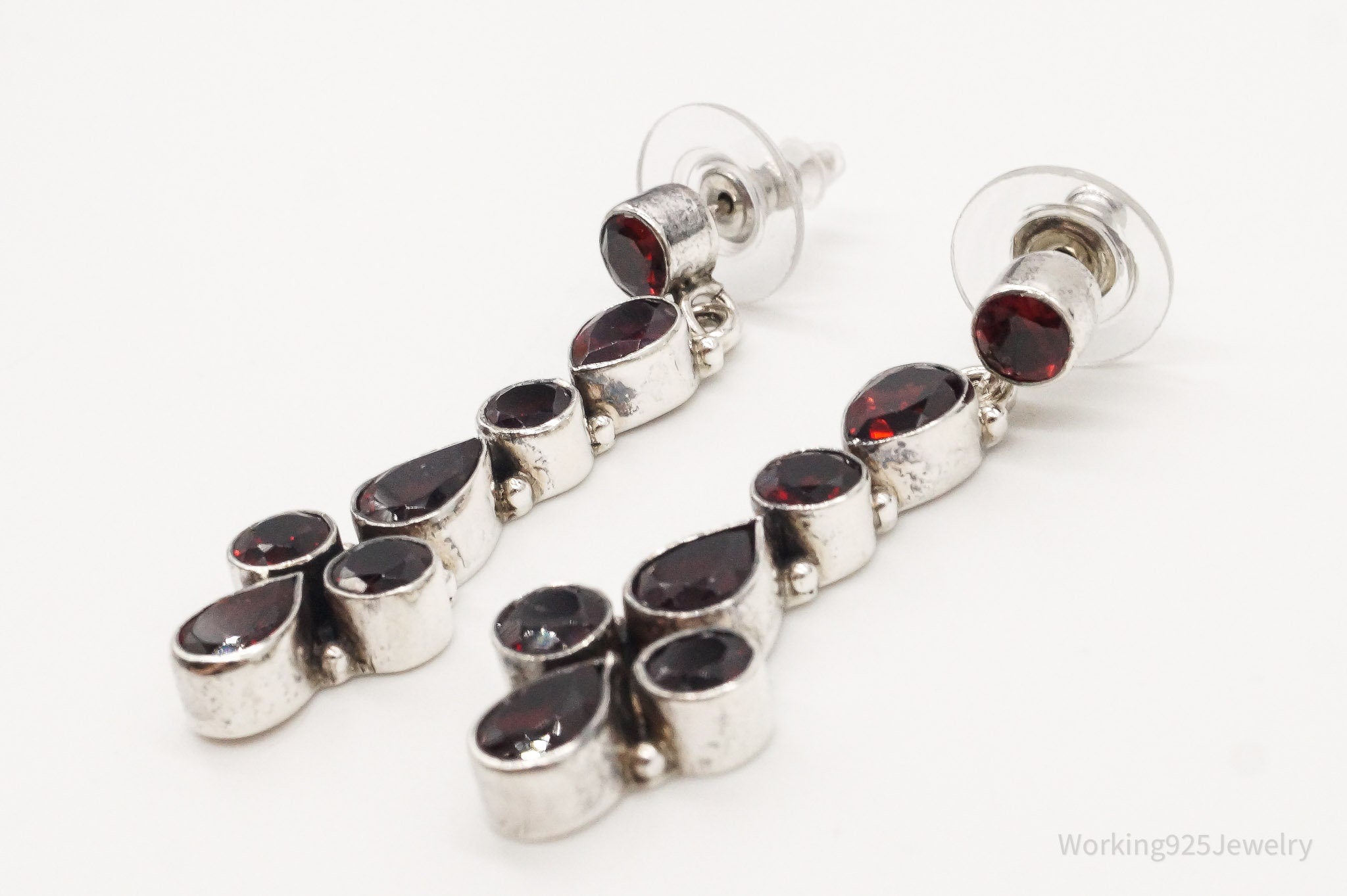 Vintage Garnet Sterling Silver Earrings