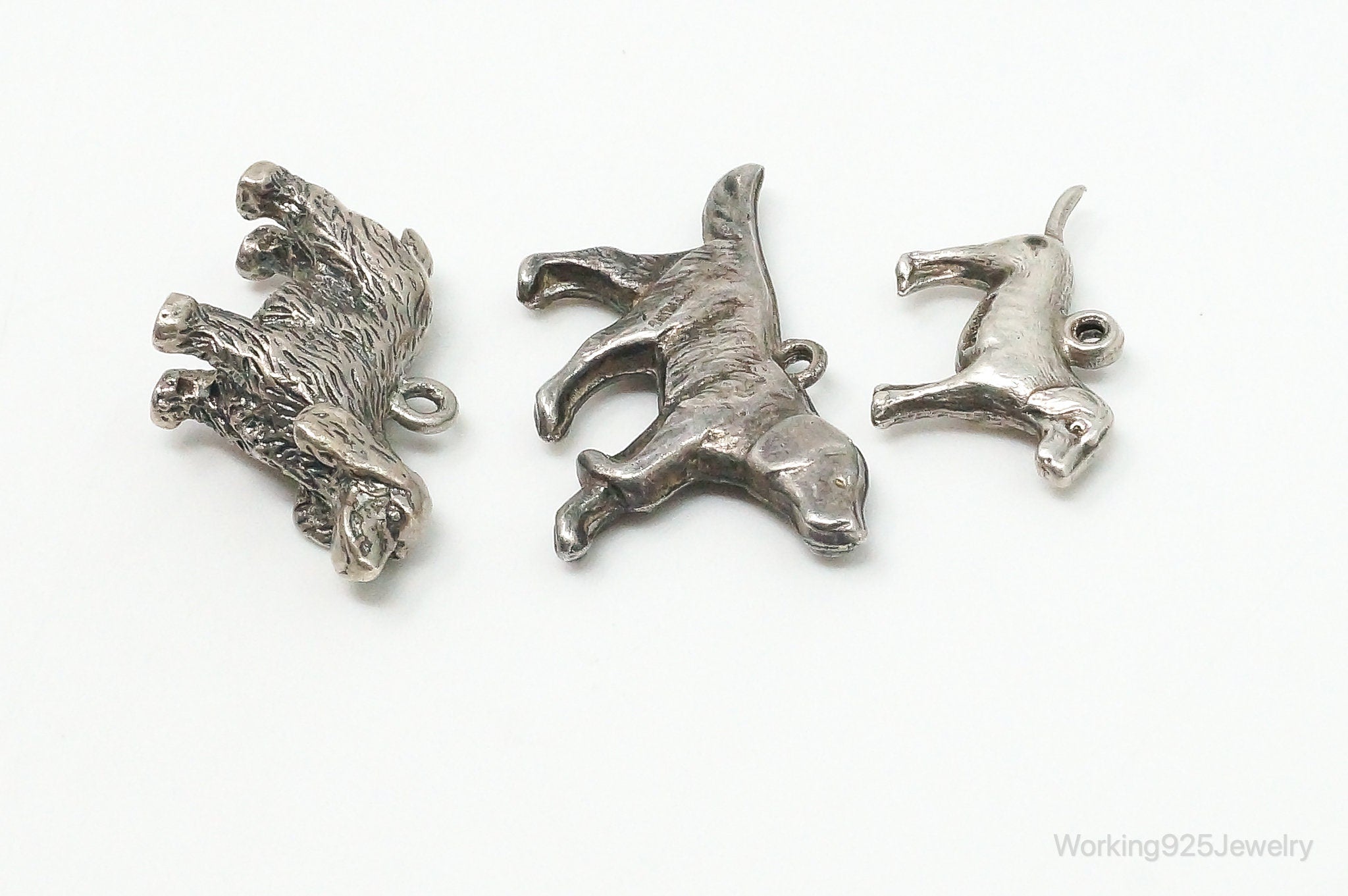 Vintage Antique Puppies Dogs Sterling Silver Charms Lot