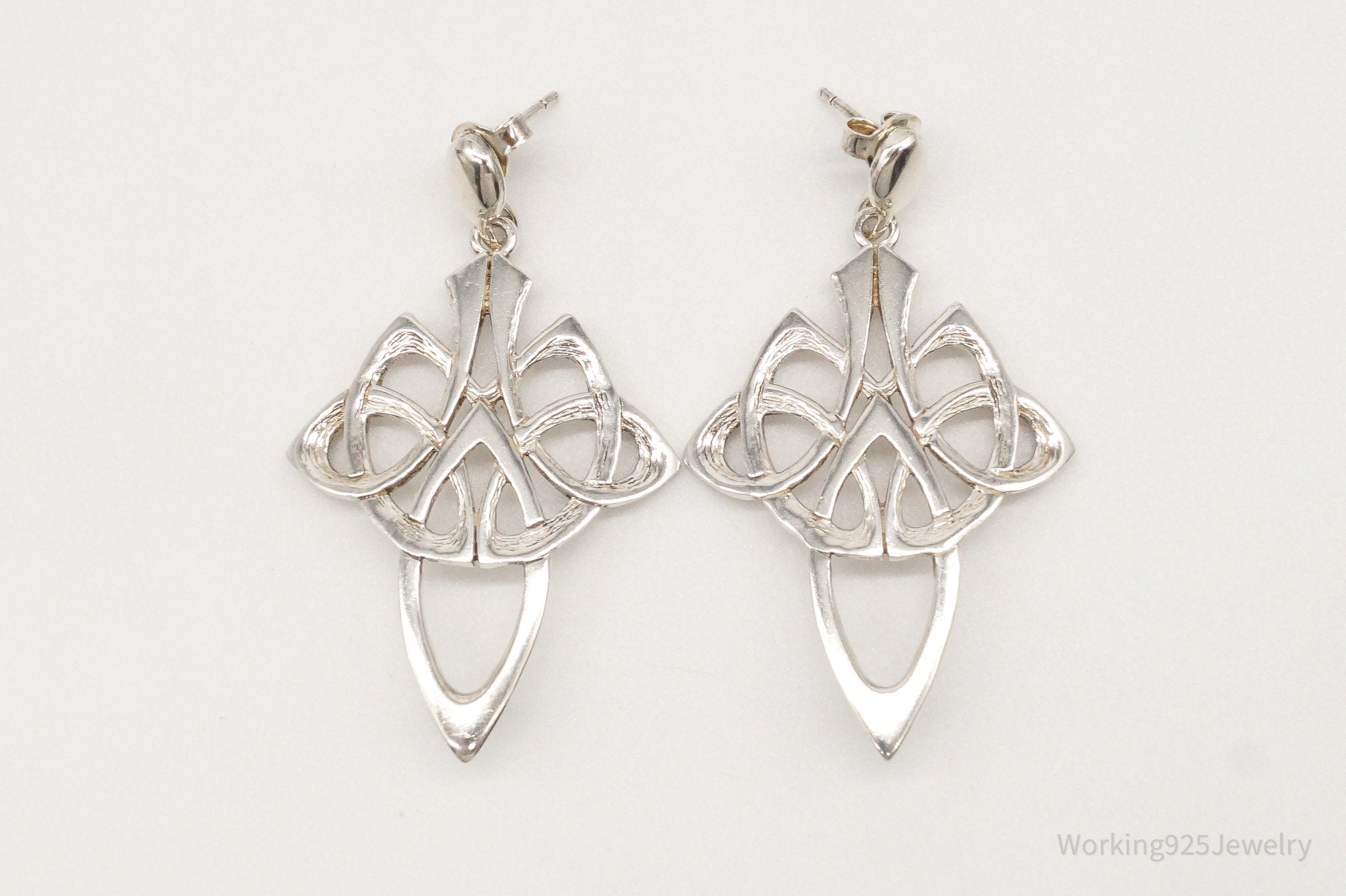 Vintage Celtic Knot Cross Sterling Silver Earrings