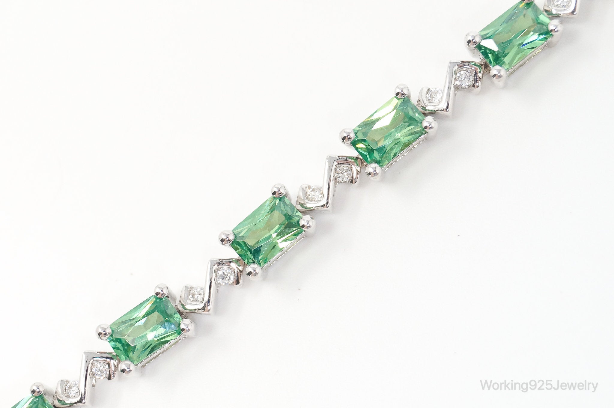 Vintage Green Mystic Topaz Cubic Zirconia Sterling Silver Bracelet