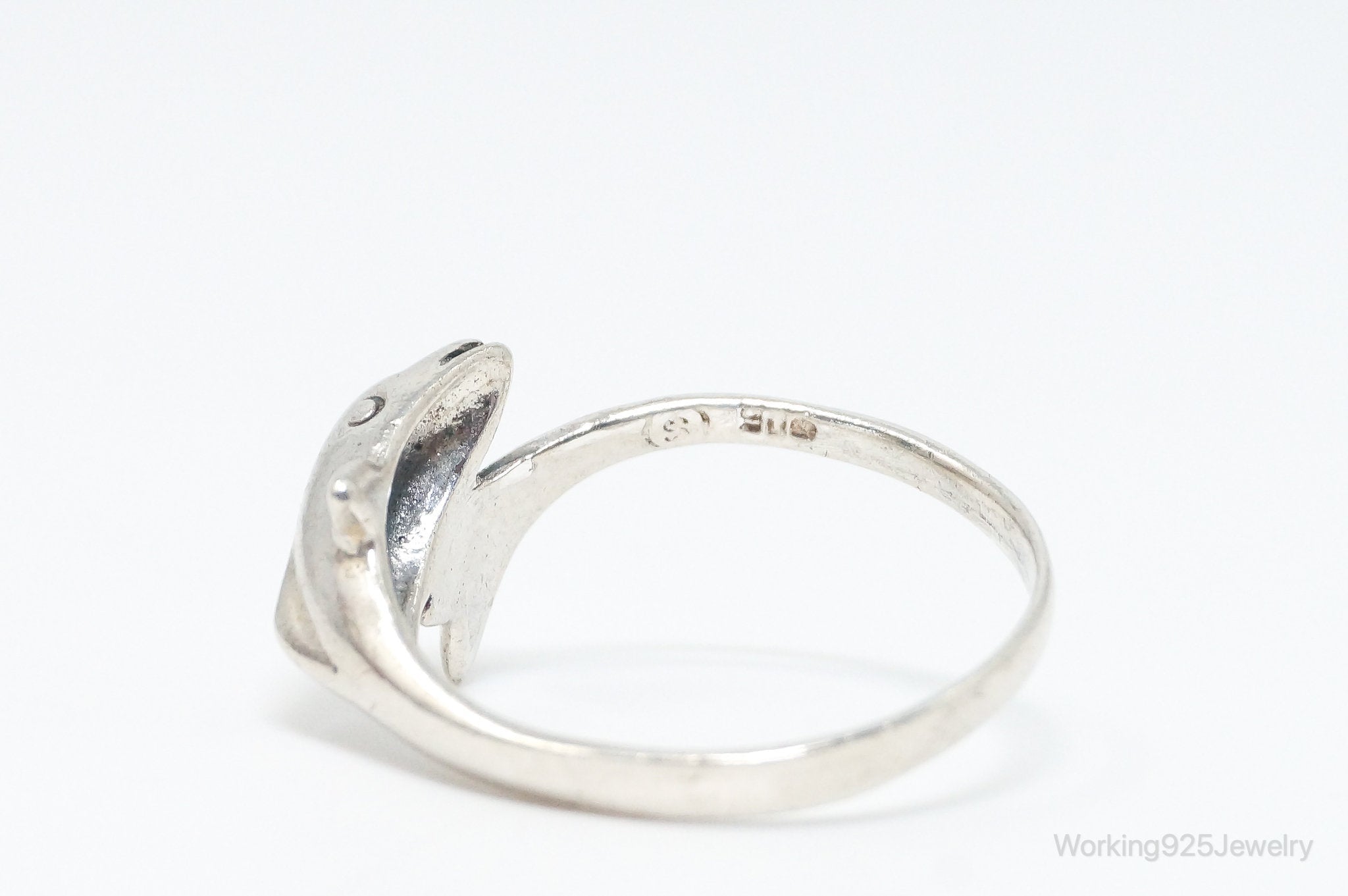 Vintage Dolphin Sterling Silver Wrap Ring - Size 6