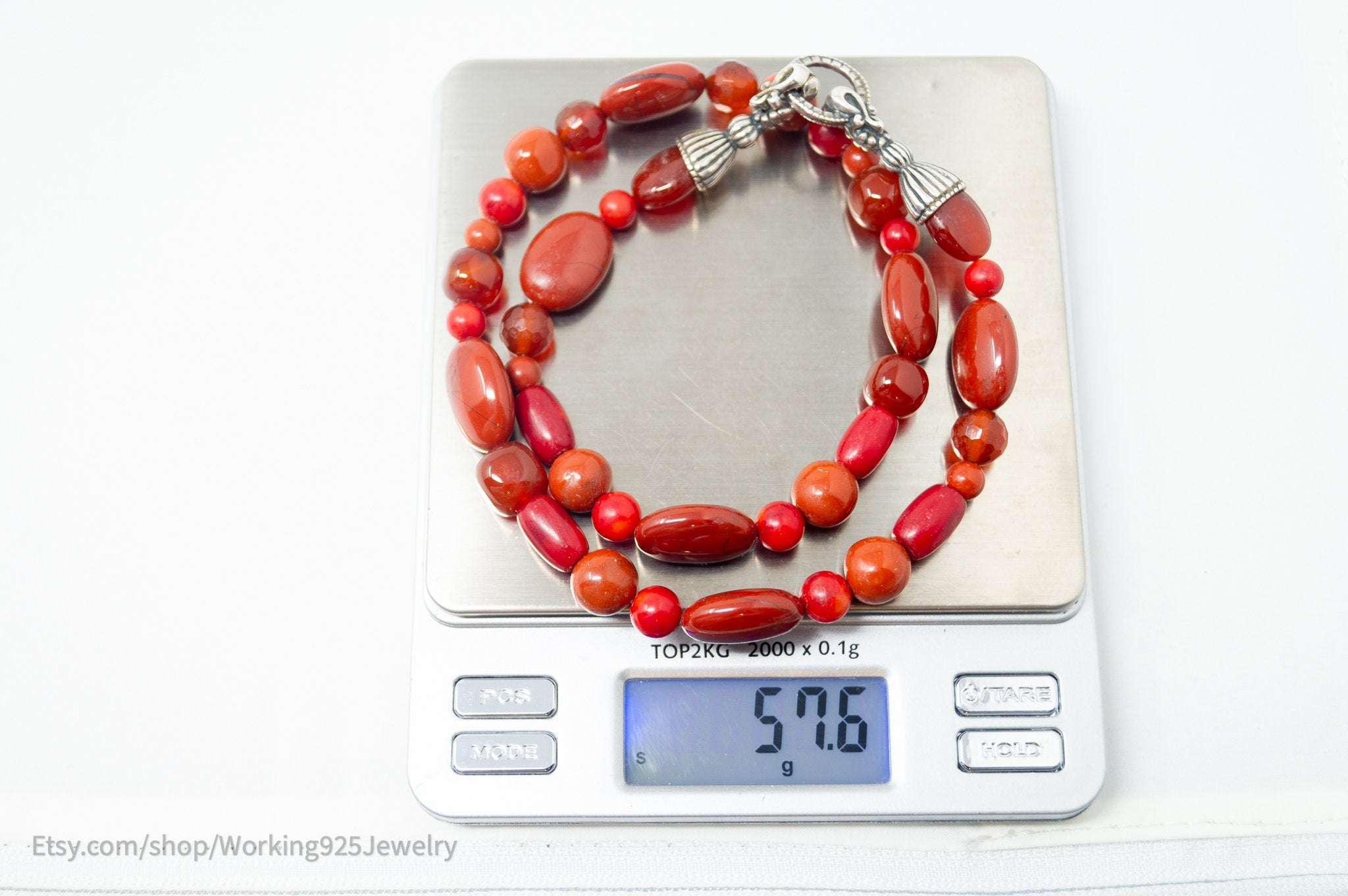 Designer Carolyn Pollack Relios Carnelian Red Jasper Sterling Silver Necklace