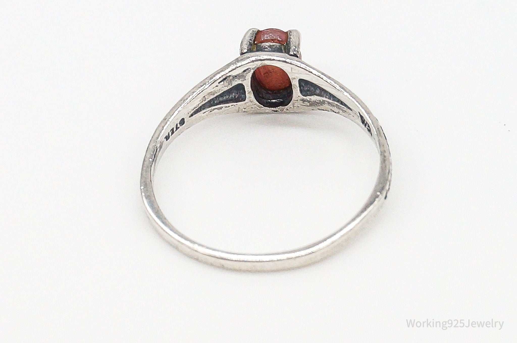 Antique Designer WMCO Orange Paua Shell Sterling Silver Ring - Size 6