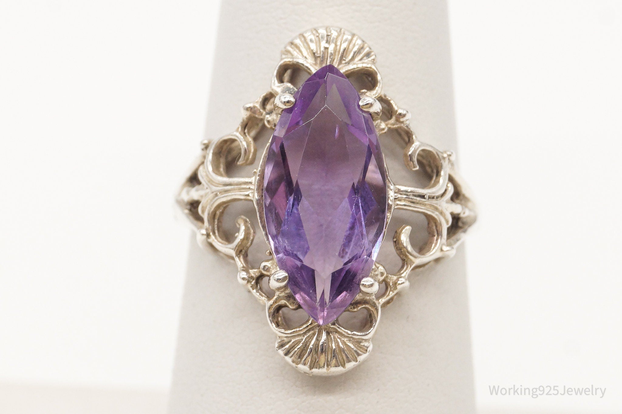 Vintage Designer CNA Amethyst Sterling Silver Ring - Size 6