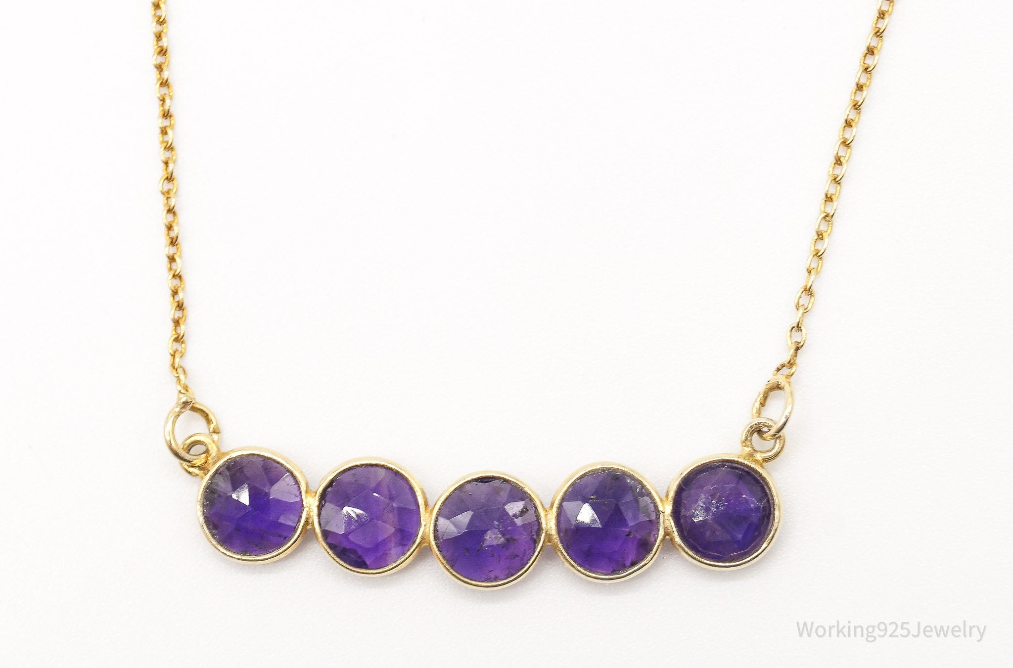 Vintage Amethyst Gold Vermeil Sterling Silver Necklace