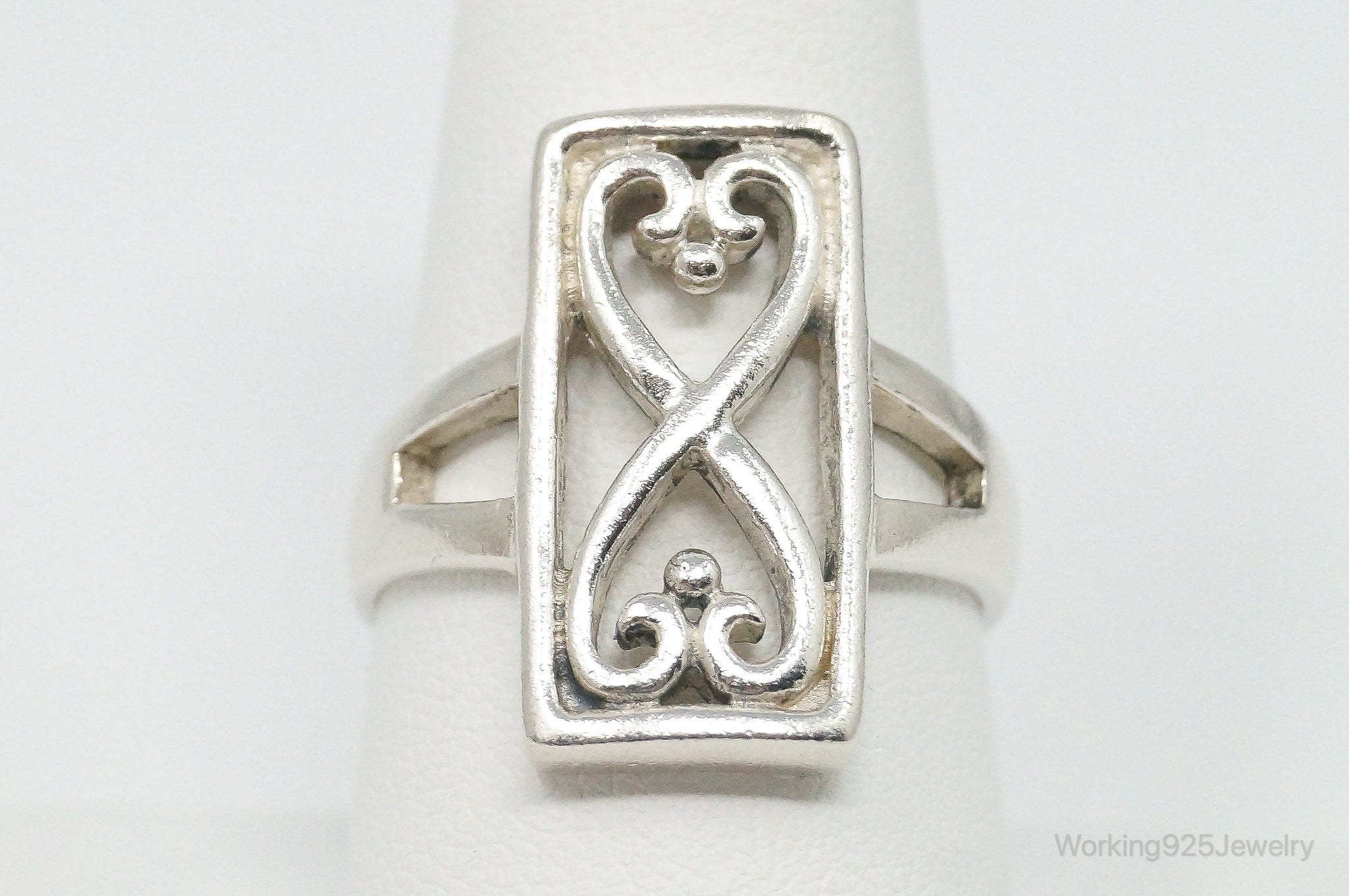 Vintage Boma Cut Out Open Hearts Sterling Silver Ring - Size 9.25