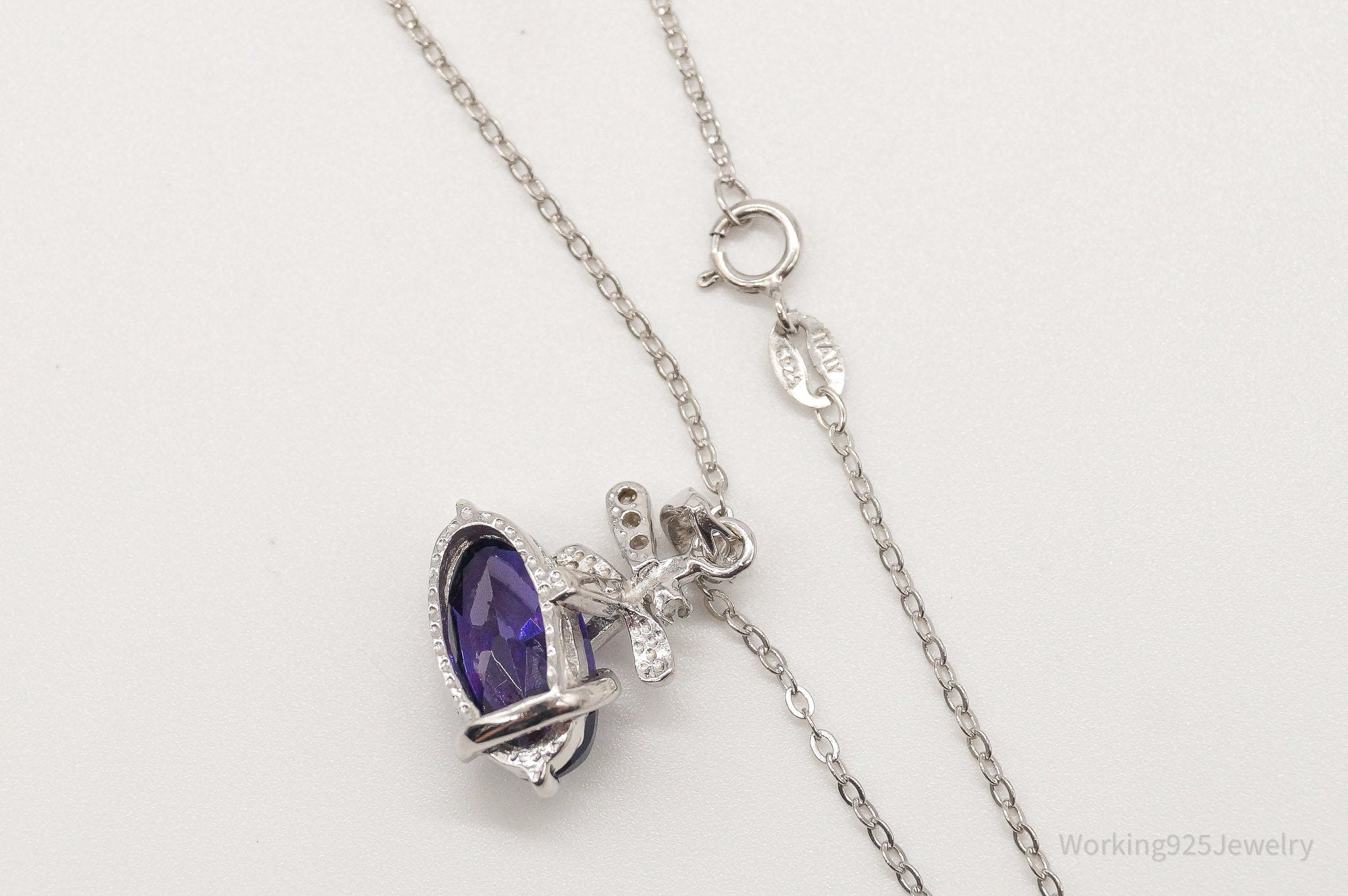 Cubic Zirconia Lab Amethyst Sterling Silver Necklace