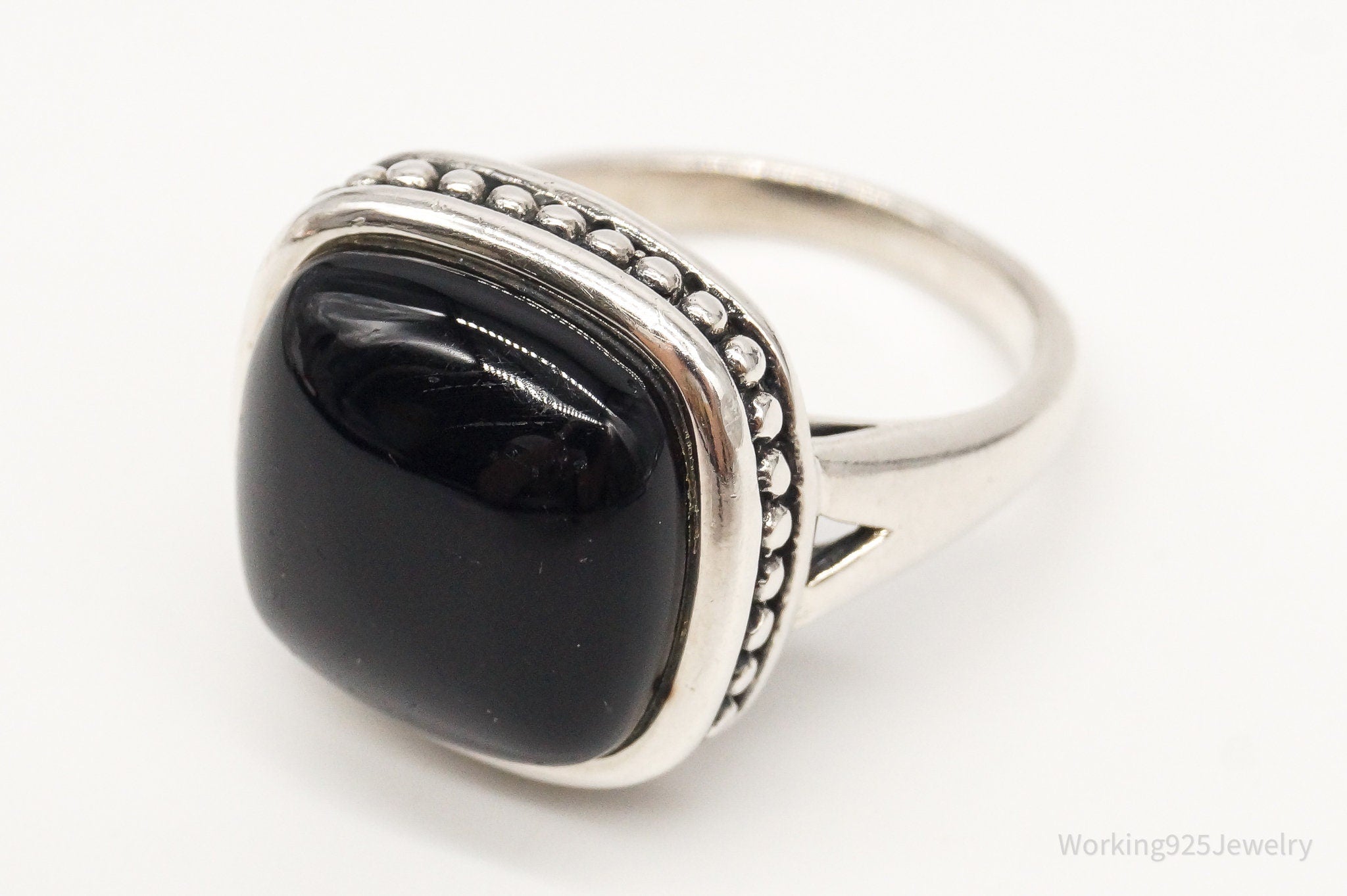 Vintage Black Onyx Sterling Silver Ring - Size 9