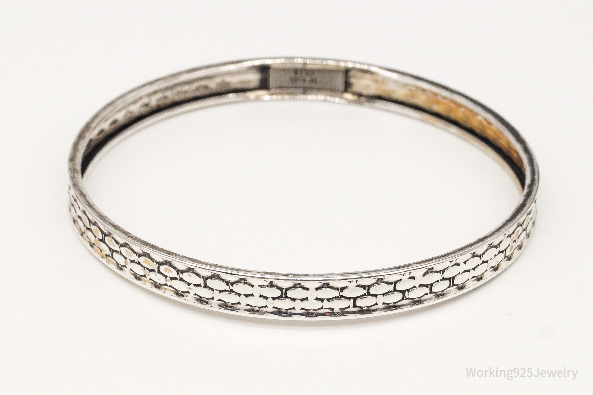 Vintage Designer Beau Sterling Silver Plated Bangle Bracelet