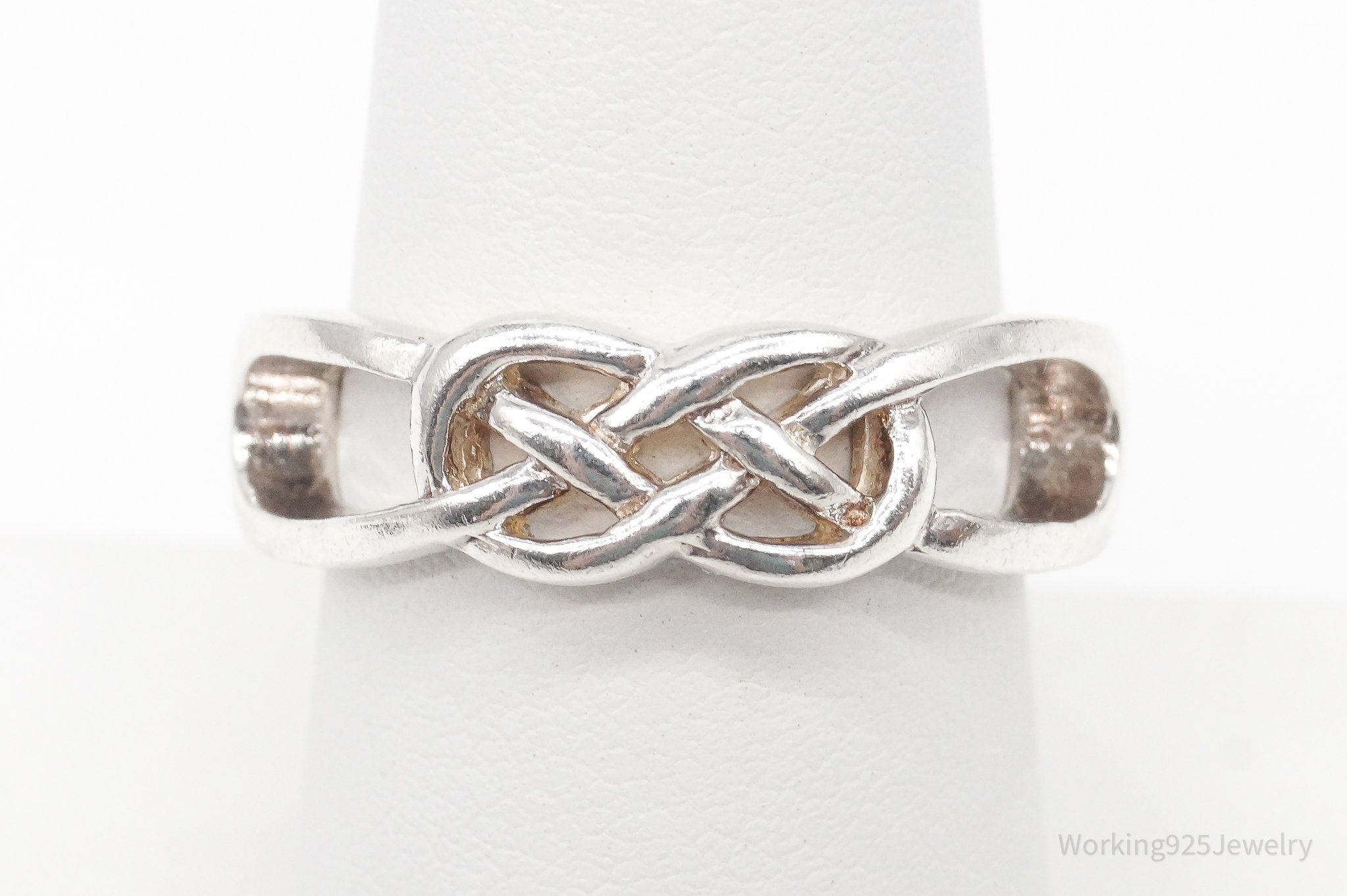 Vintage Celtic Knot Design Cut Out Sterling Silver Ring - Size 7.25