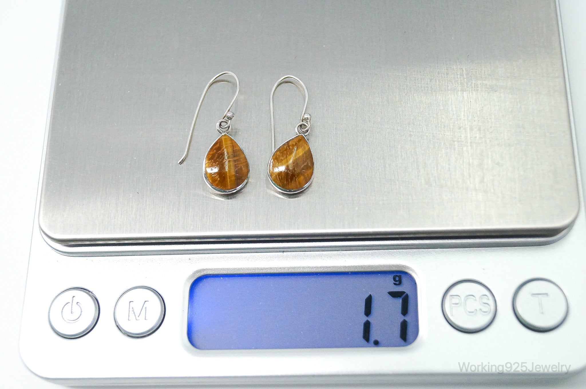 Vintage ATI Southwestern Style Tigers Eye Sterling Silver Earrings